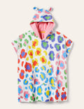 Frottee-Poncho-Bunt, Großes Leopardenmuster