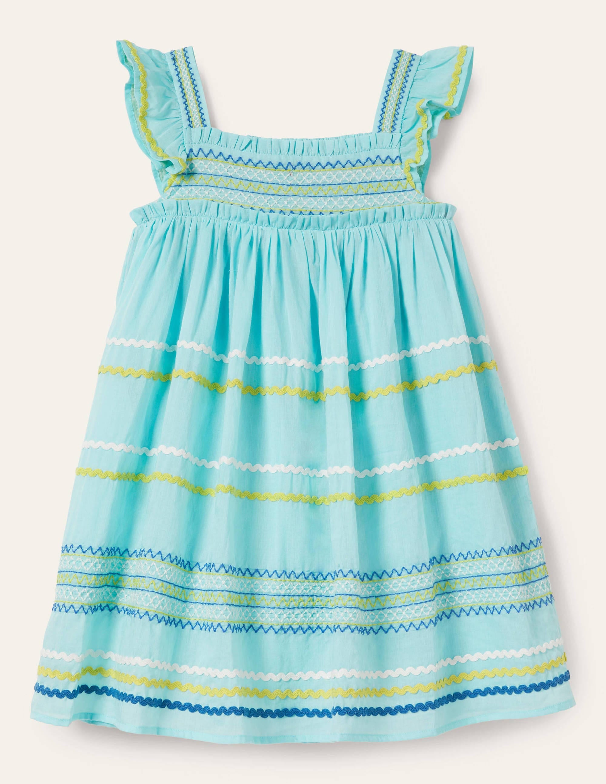 Hängerkleid mit Stickerei-Türkisblau - Image 1