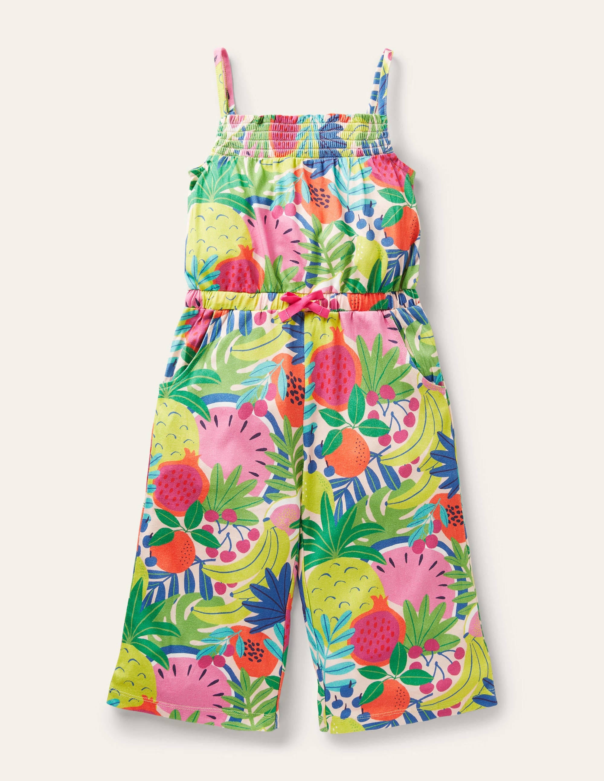 Jersey-Jumpsuit mit weitem Bein-Bunt, Tropische Früchte - Image 1