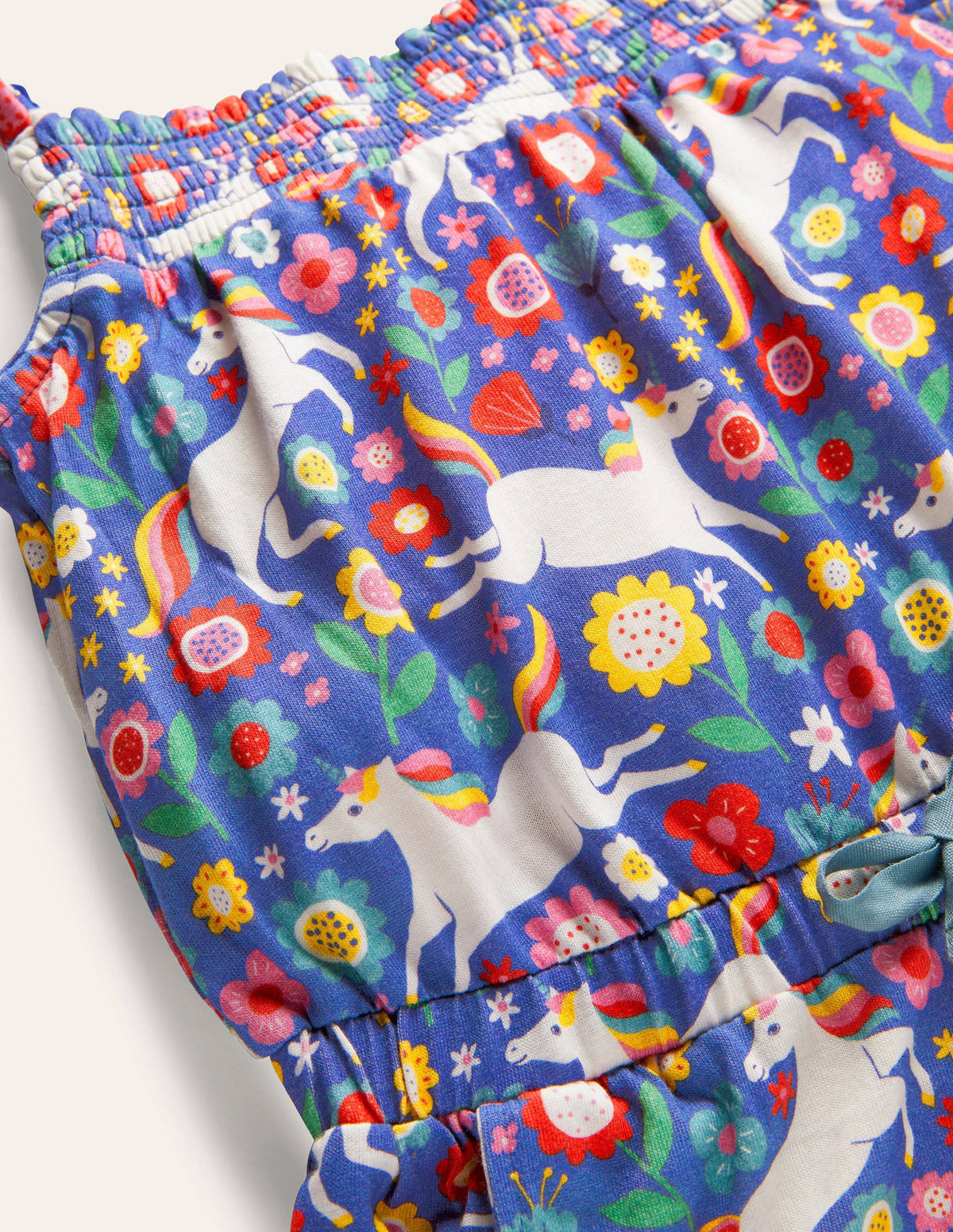 Jersey-Jumpsuit mit weitem Bein-Glockenblumenblau, Kleines Einhorn-/Blumenmuster - Image 3