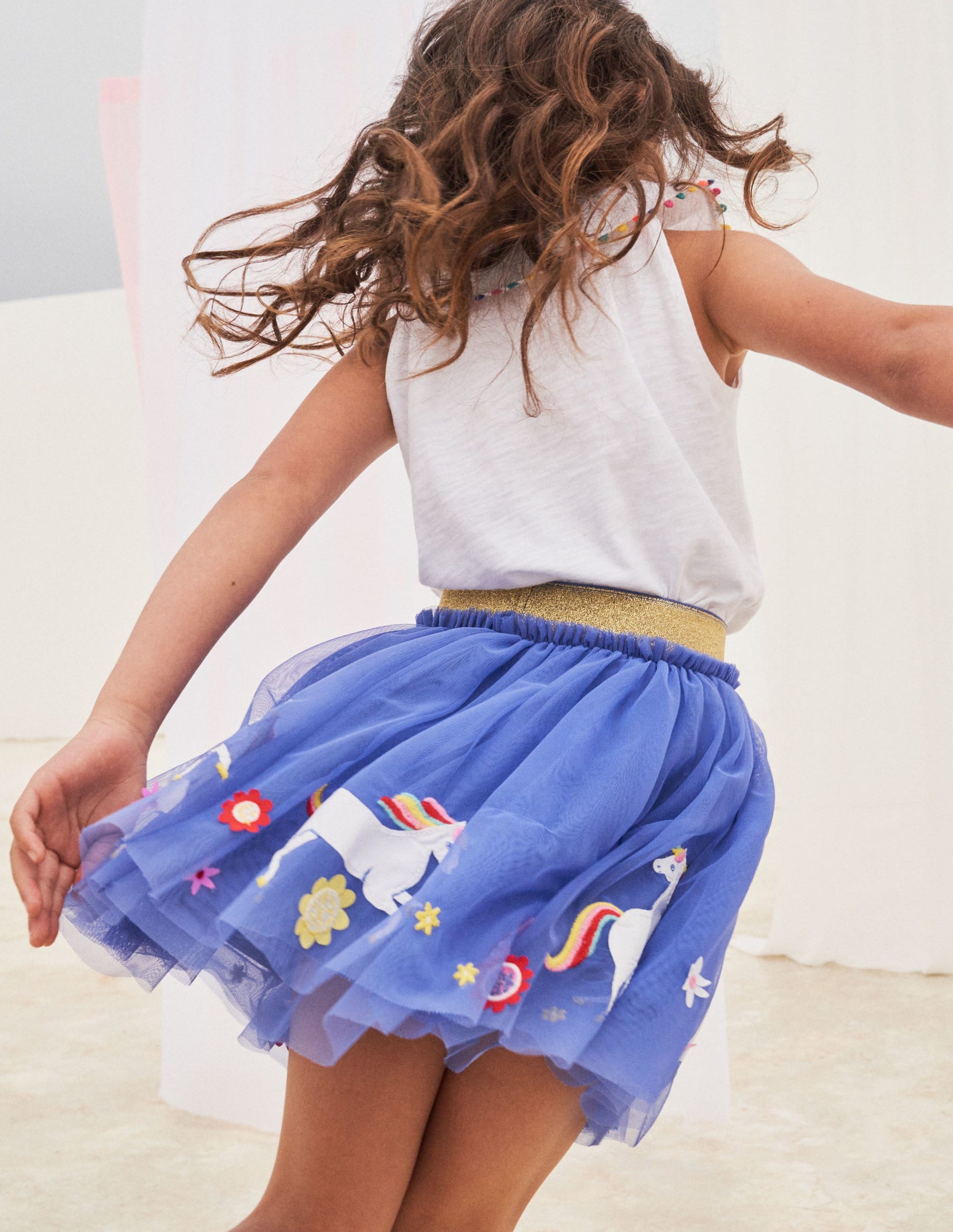 Jupe avec ourlet en tulle-Licorne bleu jacinthe-5