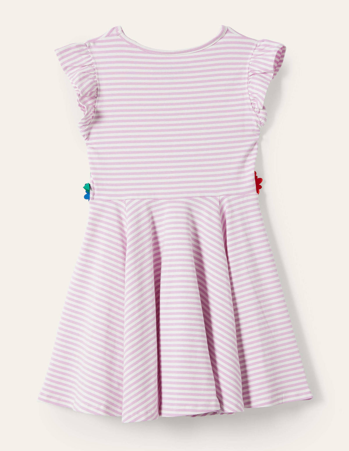Ausgestelltes Kleid mit gerüschten Ärmeln-Weidenröschenrosa/Naturweiß-2