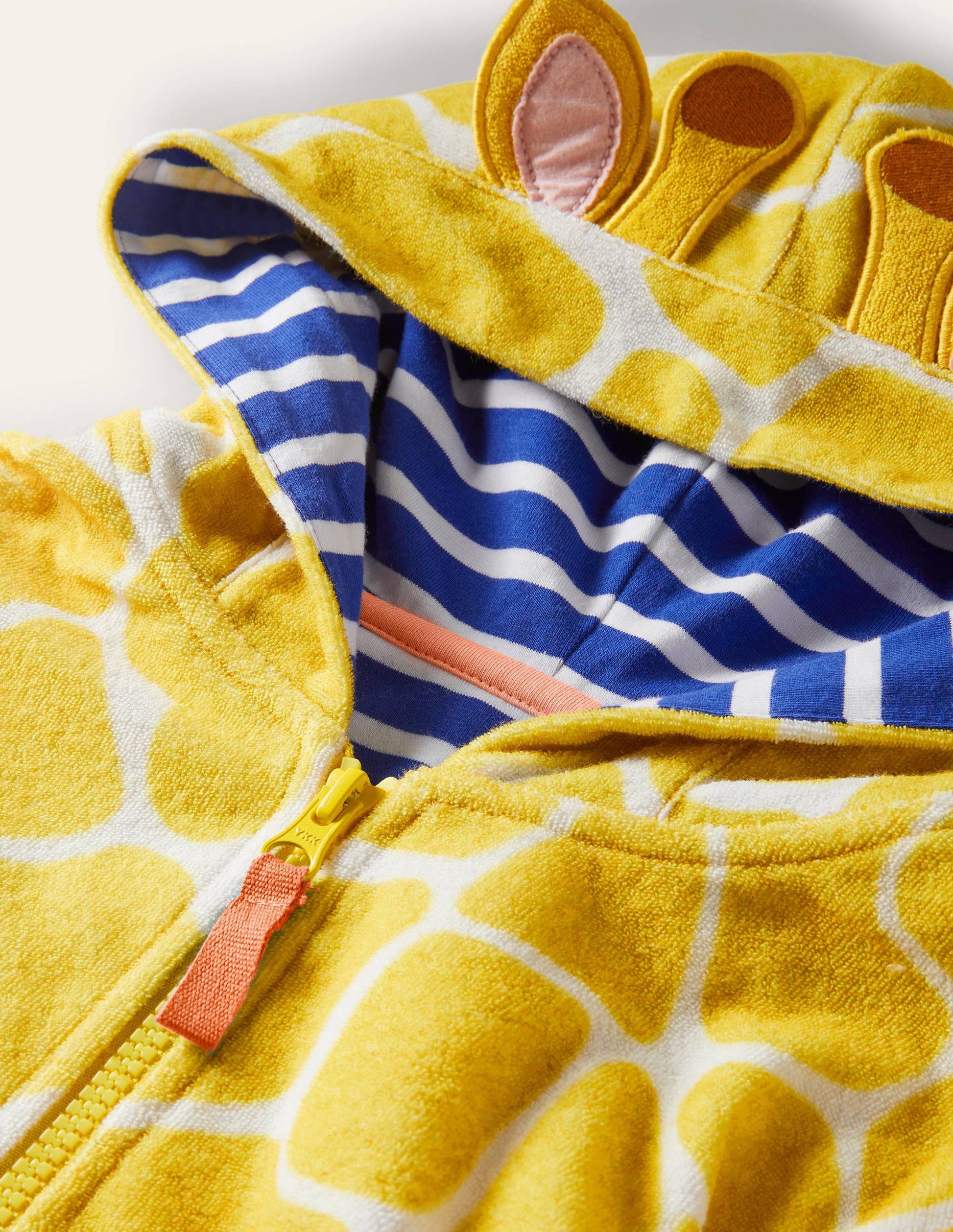 Novelty Towelling Hoodie-Daffodil Yellow Giraffe-3