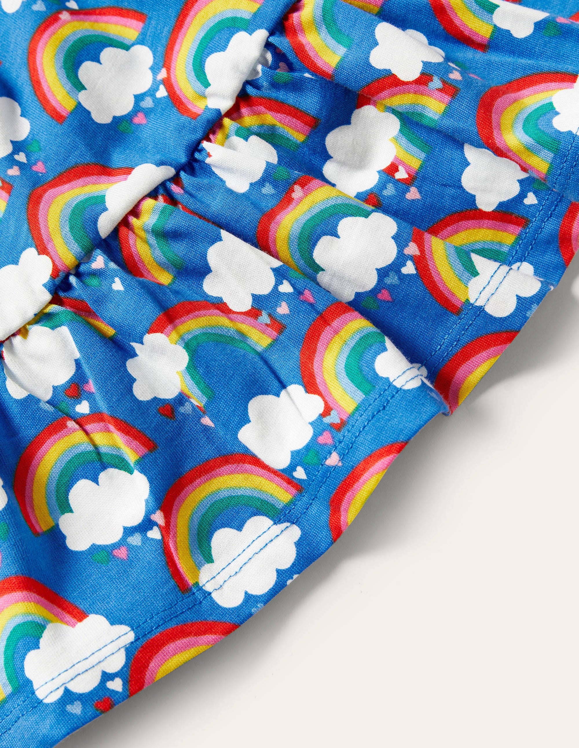 Jerseykleid mit abfallendem Saum-Marokkoblau, Regenbogen/Herzen - Image 3
