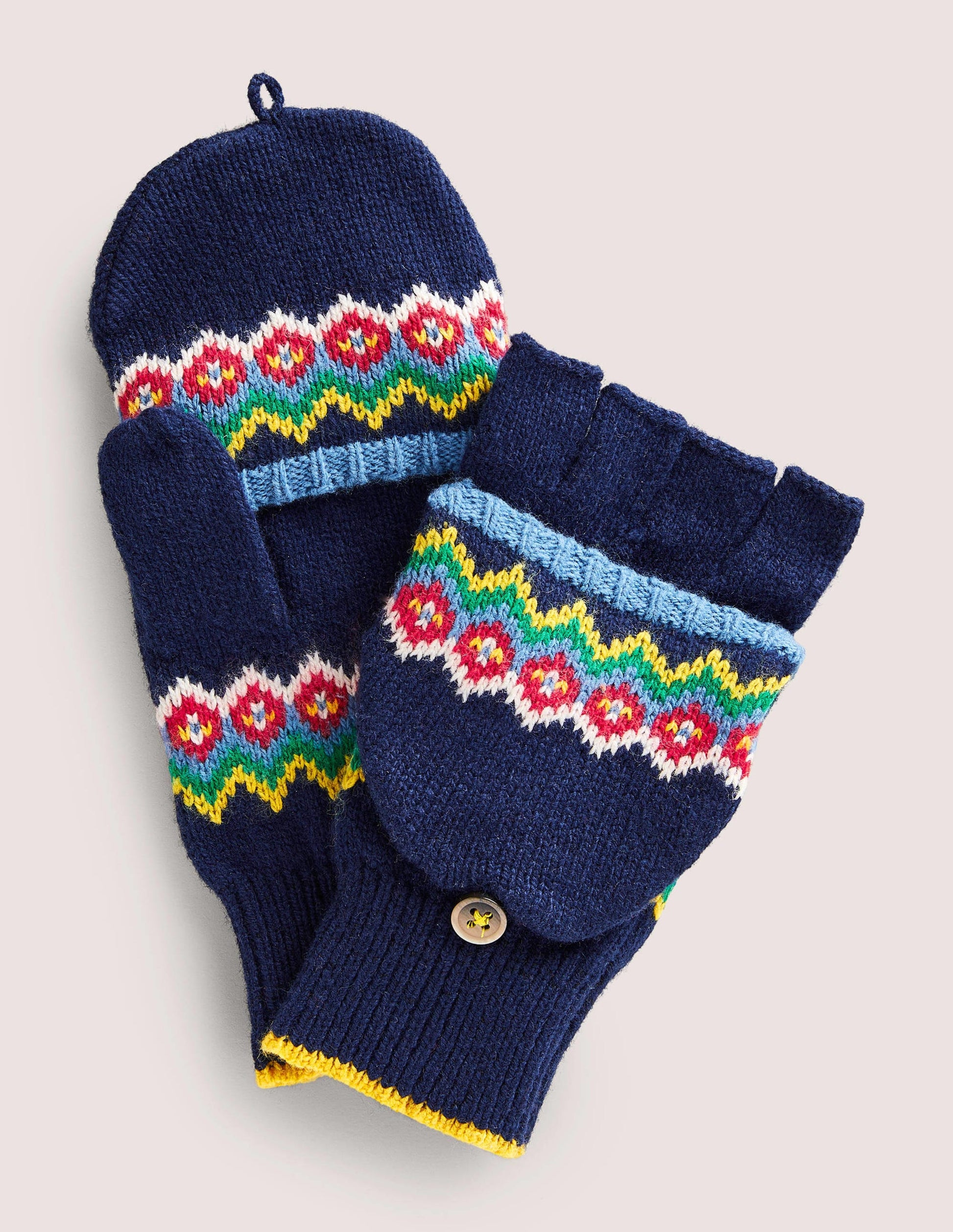 Fäustlinge mit Fair-Isle-Muster-Marineblau-1