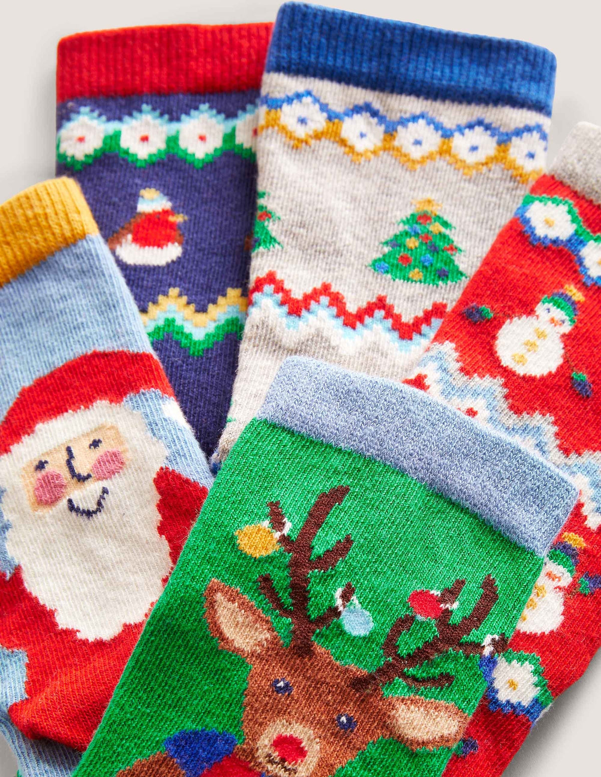 Christmas Socks 5 Pack-Fair Isle Snowman-3