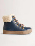 Schnürstiefel aus Leder-Marineblau