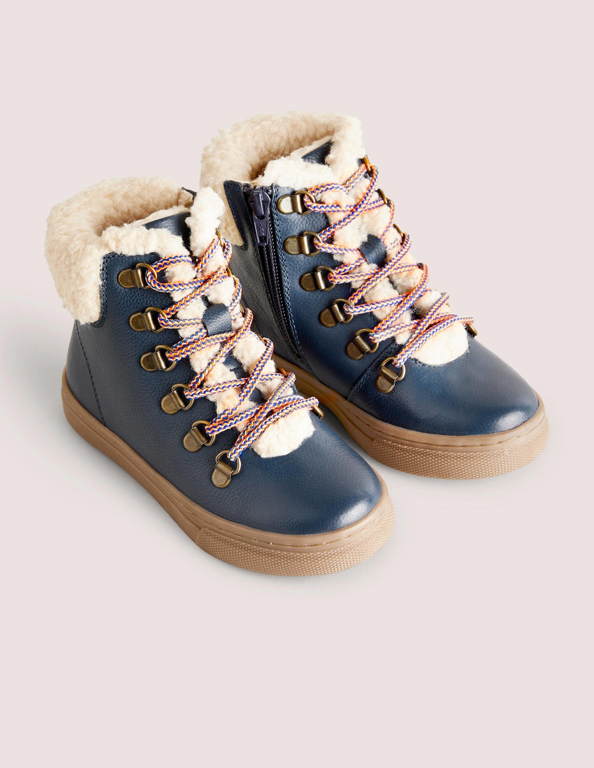 Schnürstiefel aus Leder-Marineblau-2