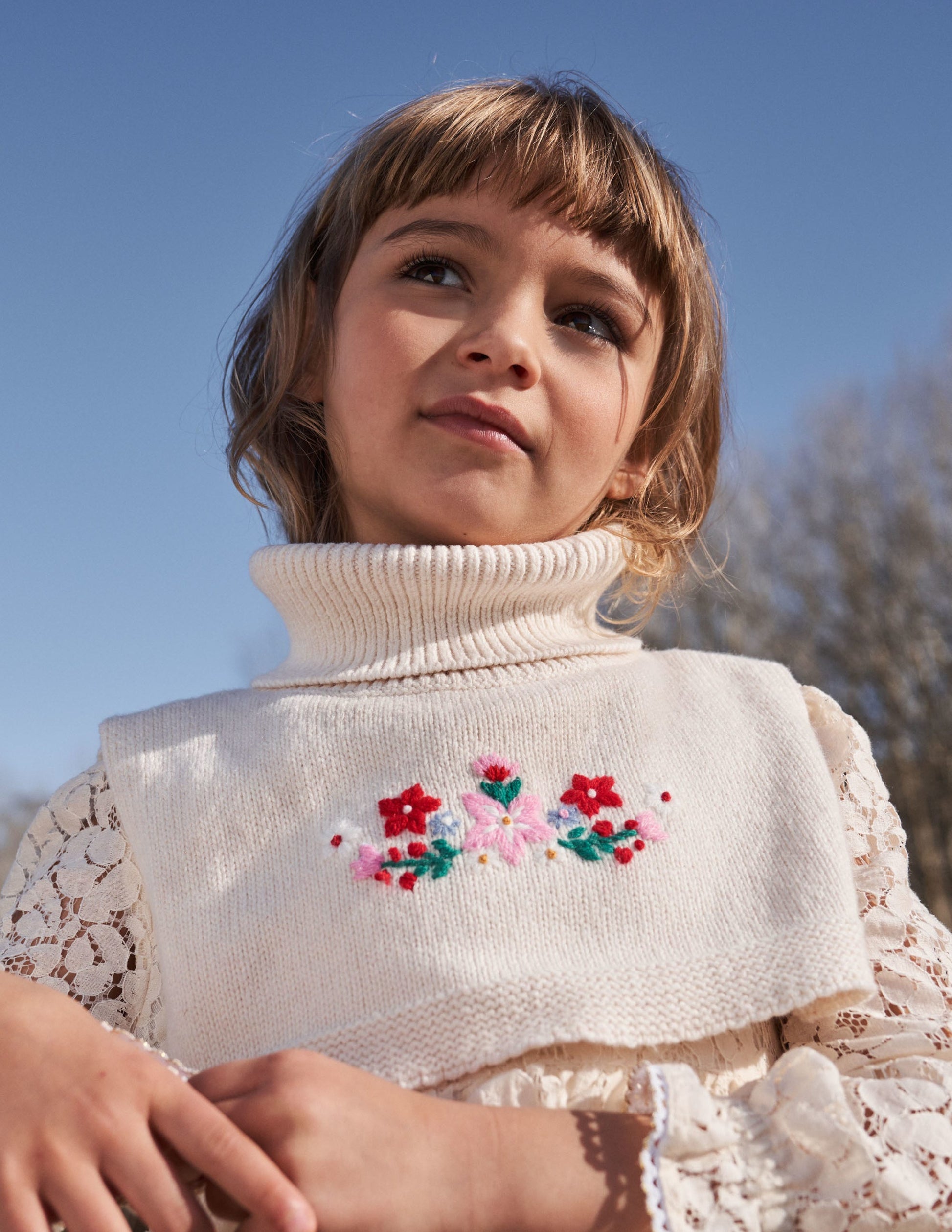 Knitted Neck Warmer-Ecru Marl-7