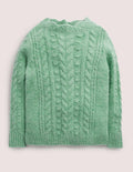 Pointelle-Pullover mit Zopfmuster-Zultanitgrün