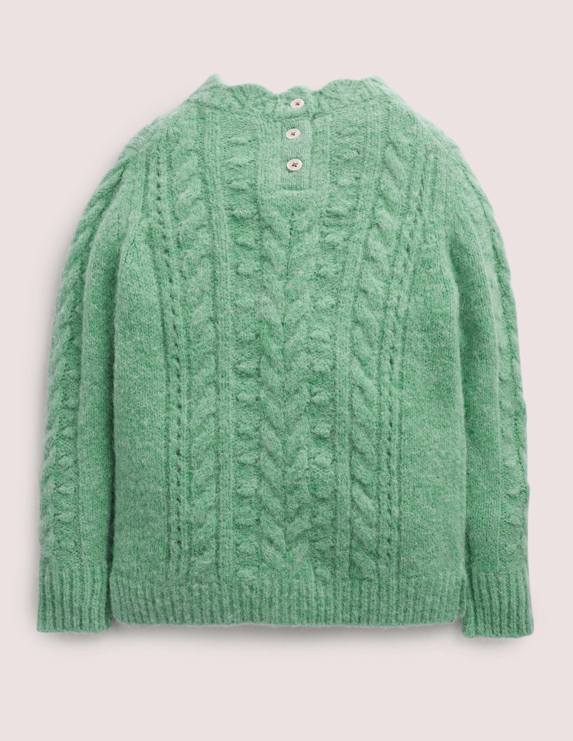 Pointelle-Pullover mit Zopfmuster-Zultanitgrün - Image 2