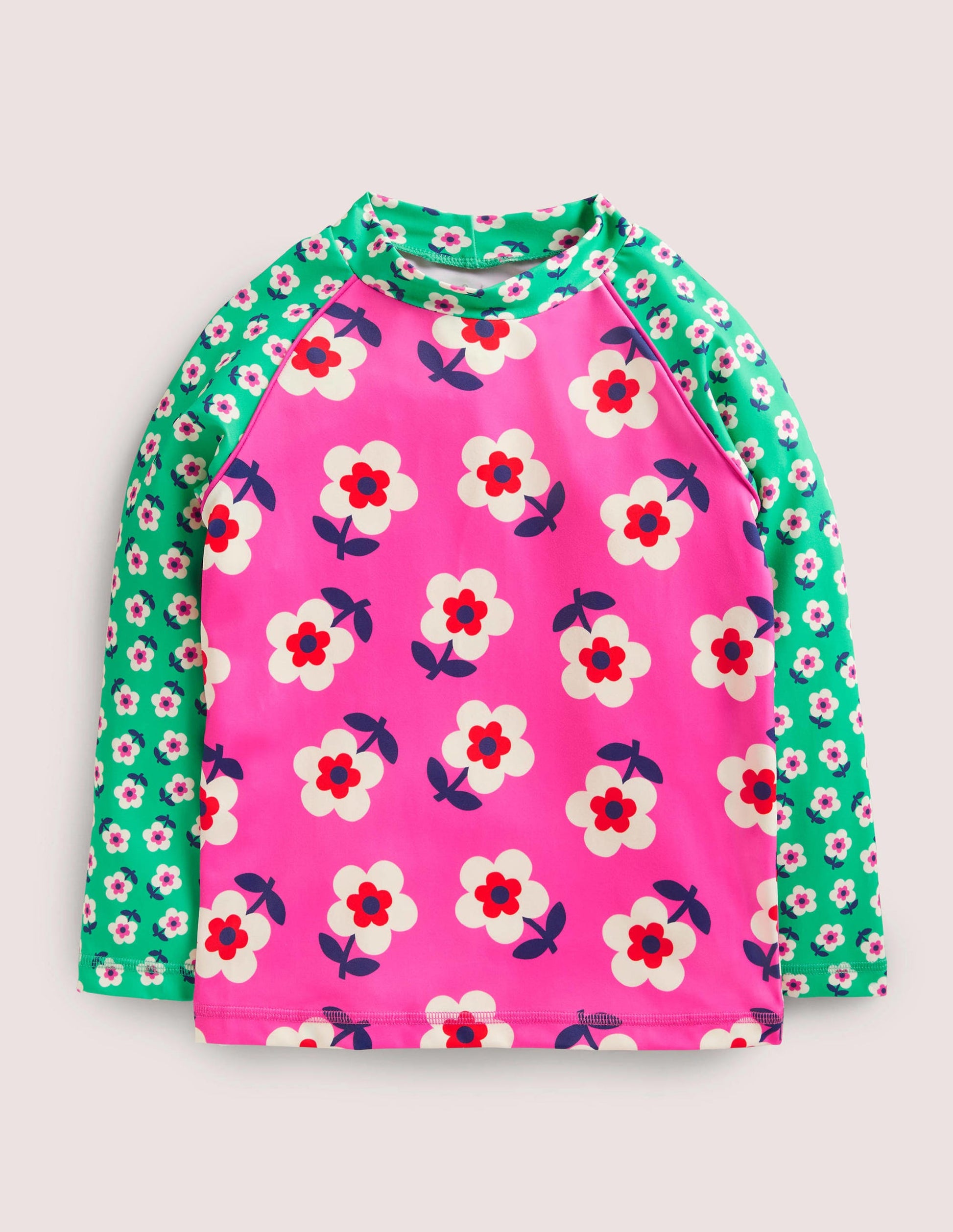 Haut de plage à motif-Pâquerette rose angélique-1