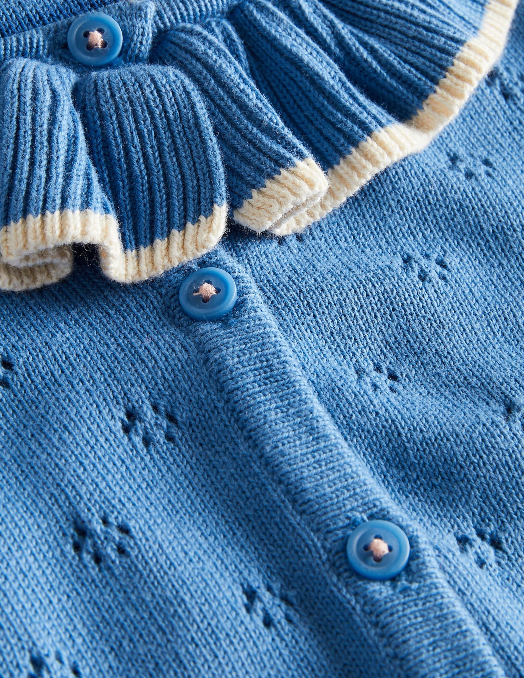 Pointelle-Cardigan mit Kragen-Elisabethanisches Blau - Image 3