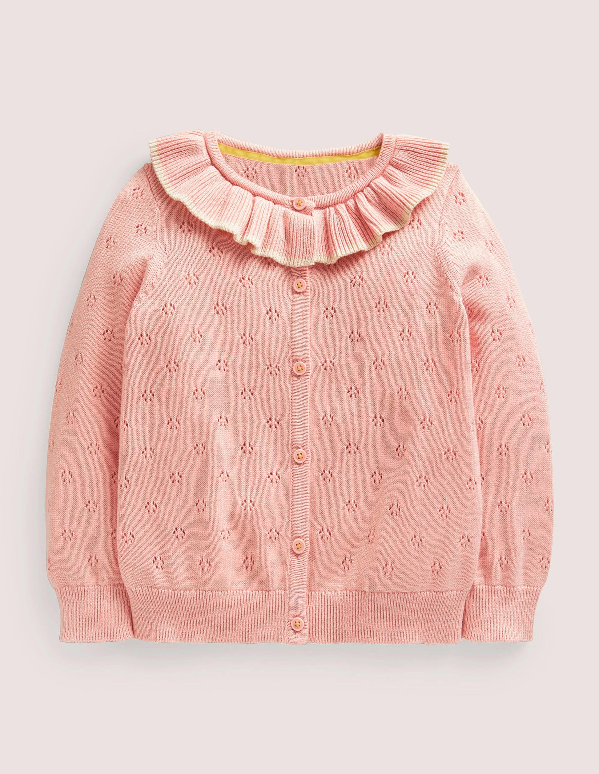 Collared Pointelle Cardigan-Boto Pink-1