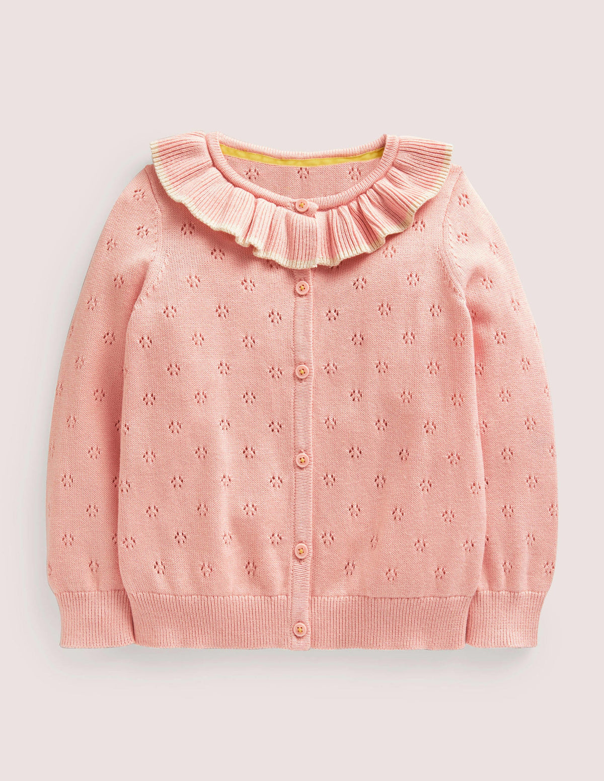 Collared Pointelle Cardigan-Boto Pink - Image 1