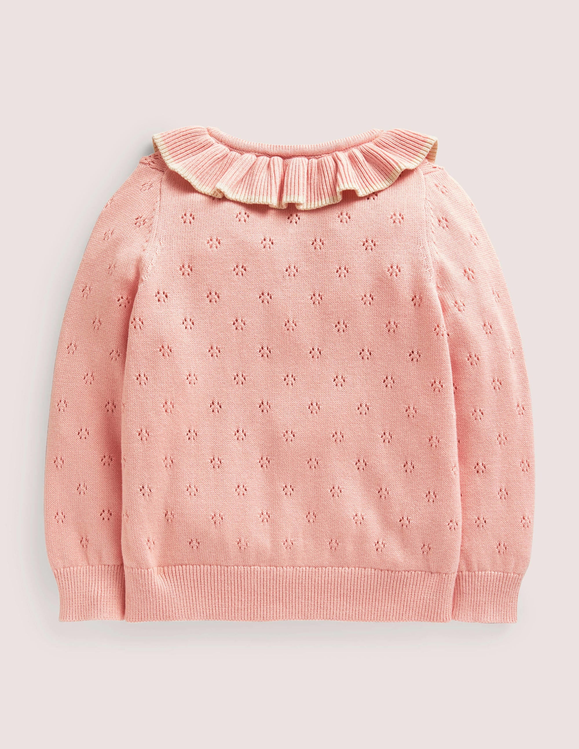 Collared Pointelle Cardigan-Boto Pink - Image 2