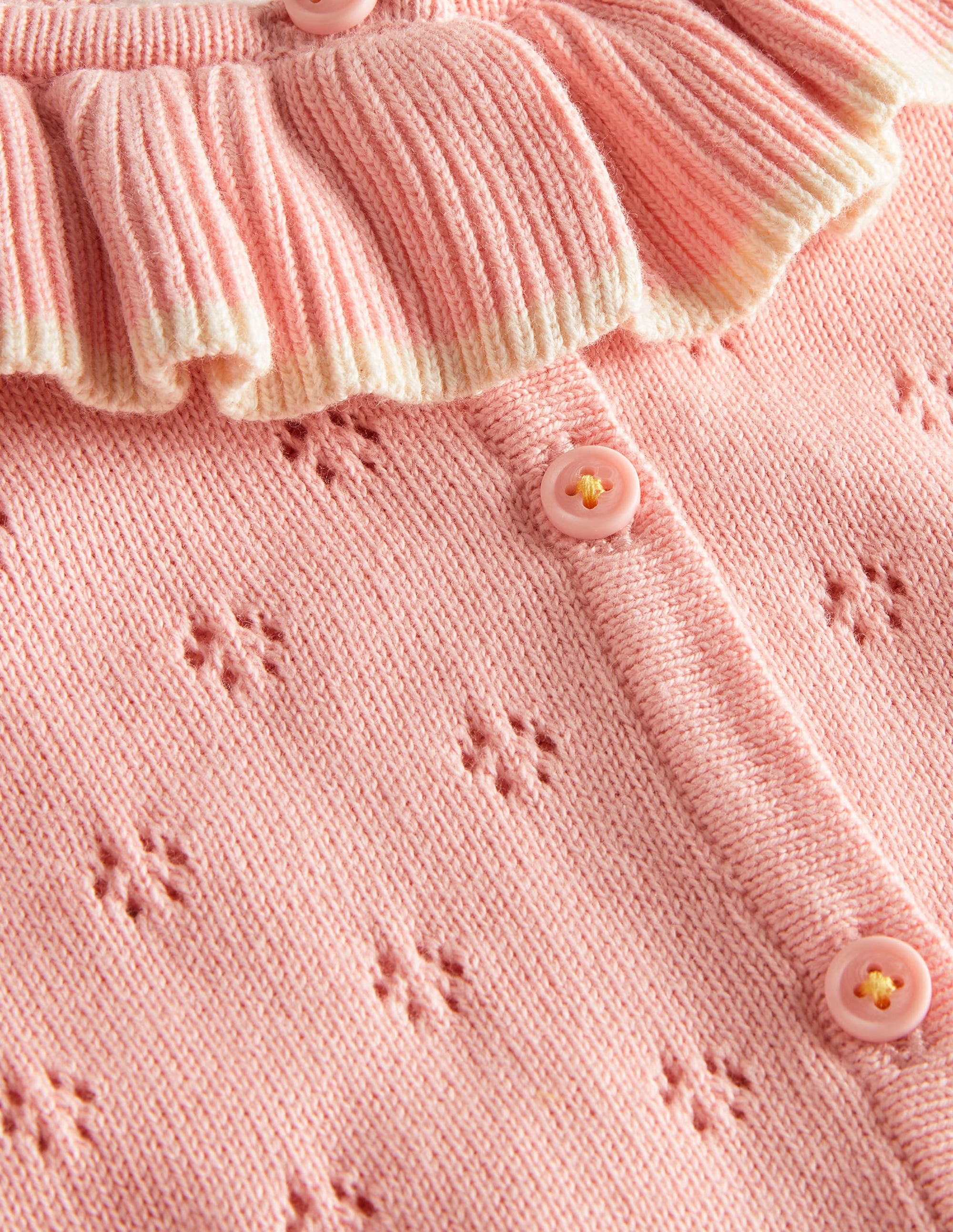 Collared Pointelle Cardigan-Boto Pink - Image 3