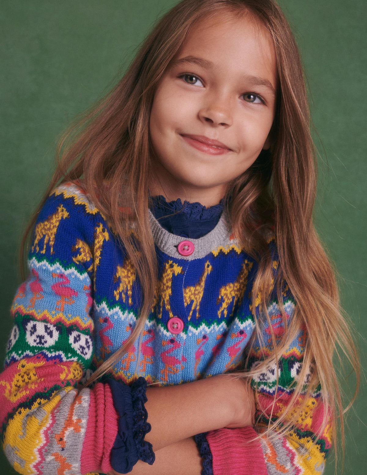 Rainbow Animal Stripe Fair Isle Cardigan-Bunt, Tier-Fair-Isle-Muster-4