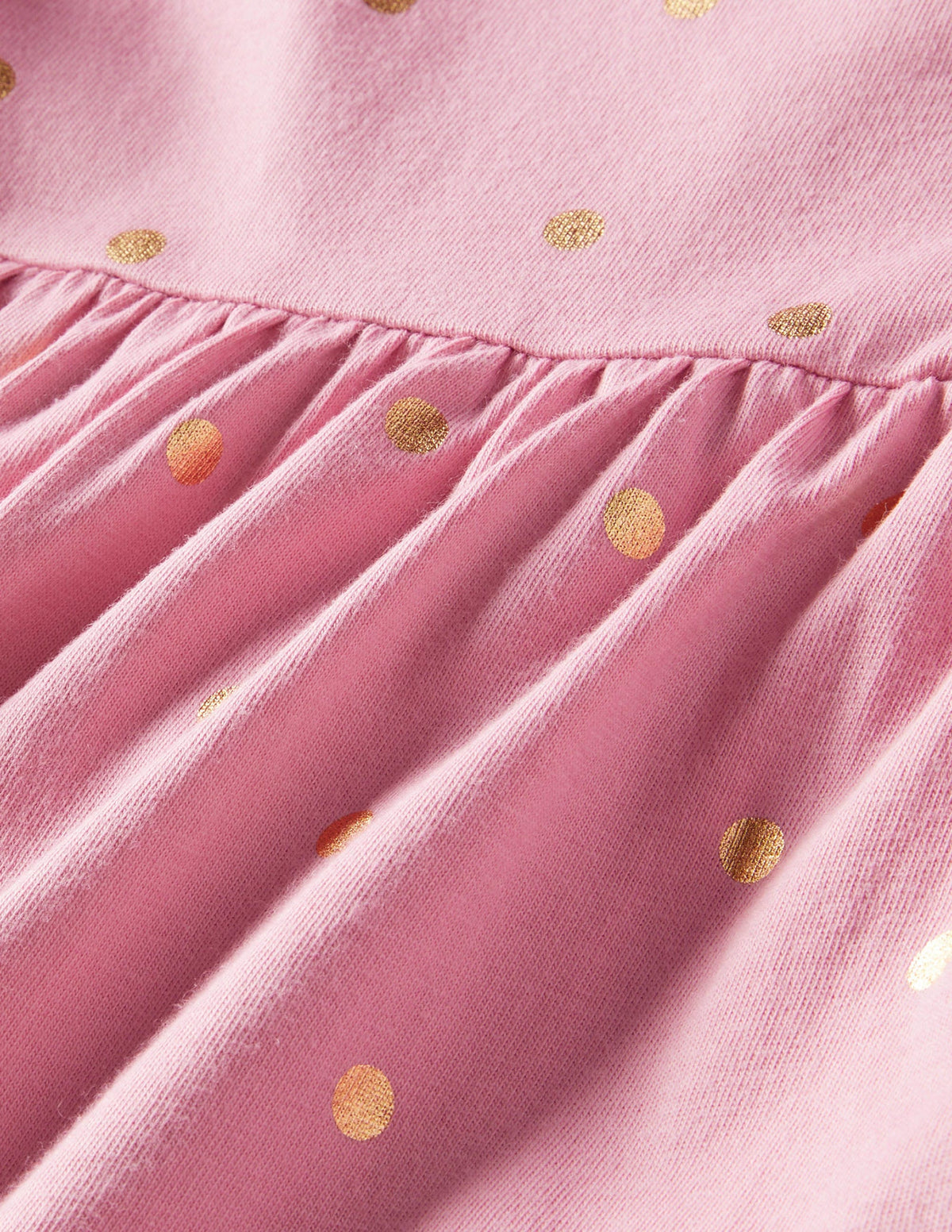 Gestuftes Jerseykleid mit Rüschen-Kirschblütenrosa/Gold, Getupft-3