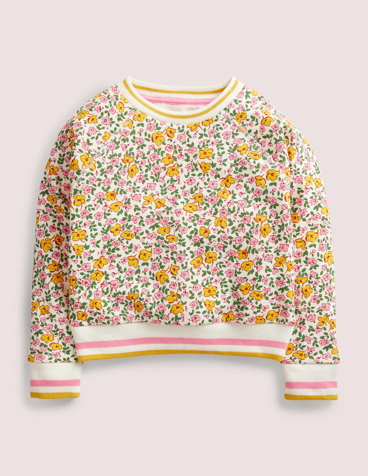 Gemustertes Jersey-Sweatshirt-Vanille, Vintage-Blumenmuster - Image 1