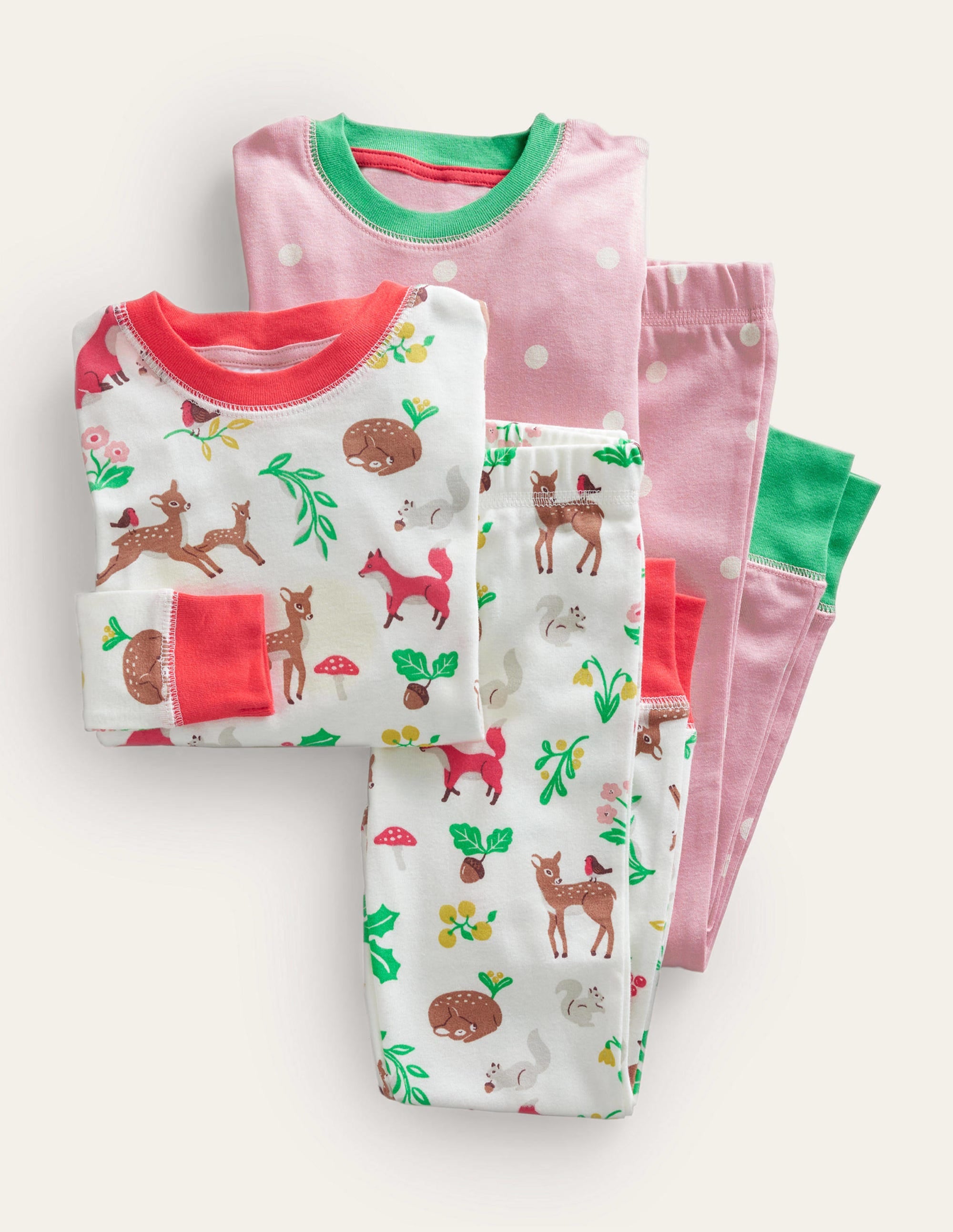 Twin Pack Snug Pyjamas-Ivory Festive Woodland - Image 1