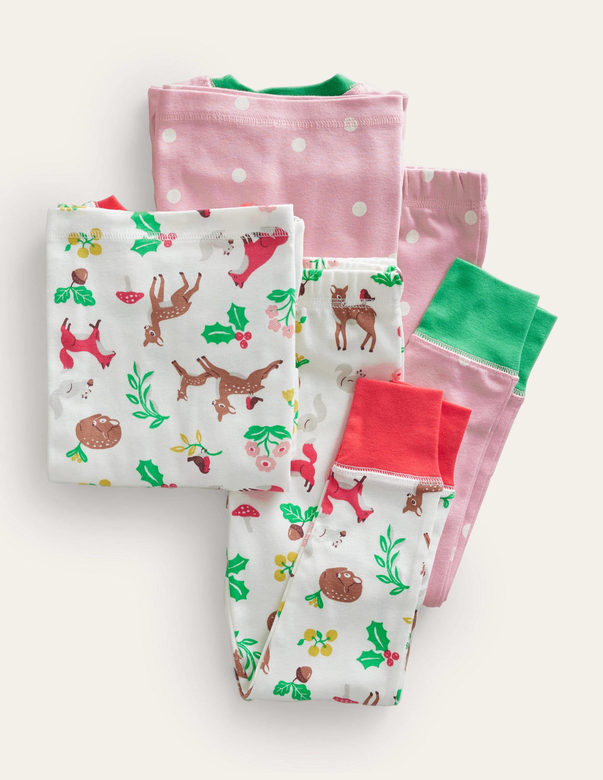 Twin Pack Snug Pyjamas-Ivory Festive Woodland - Image 2