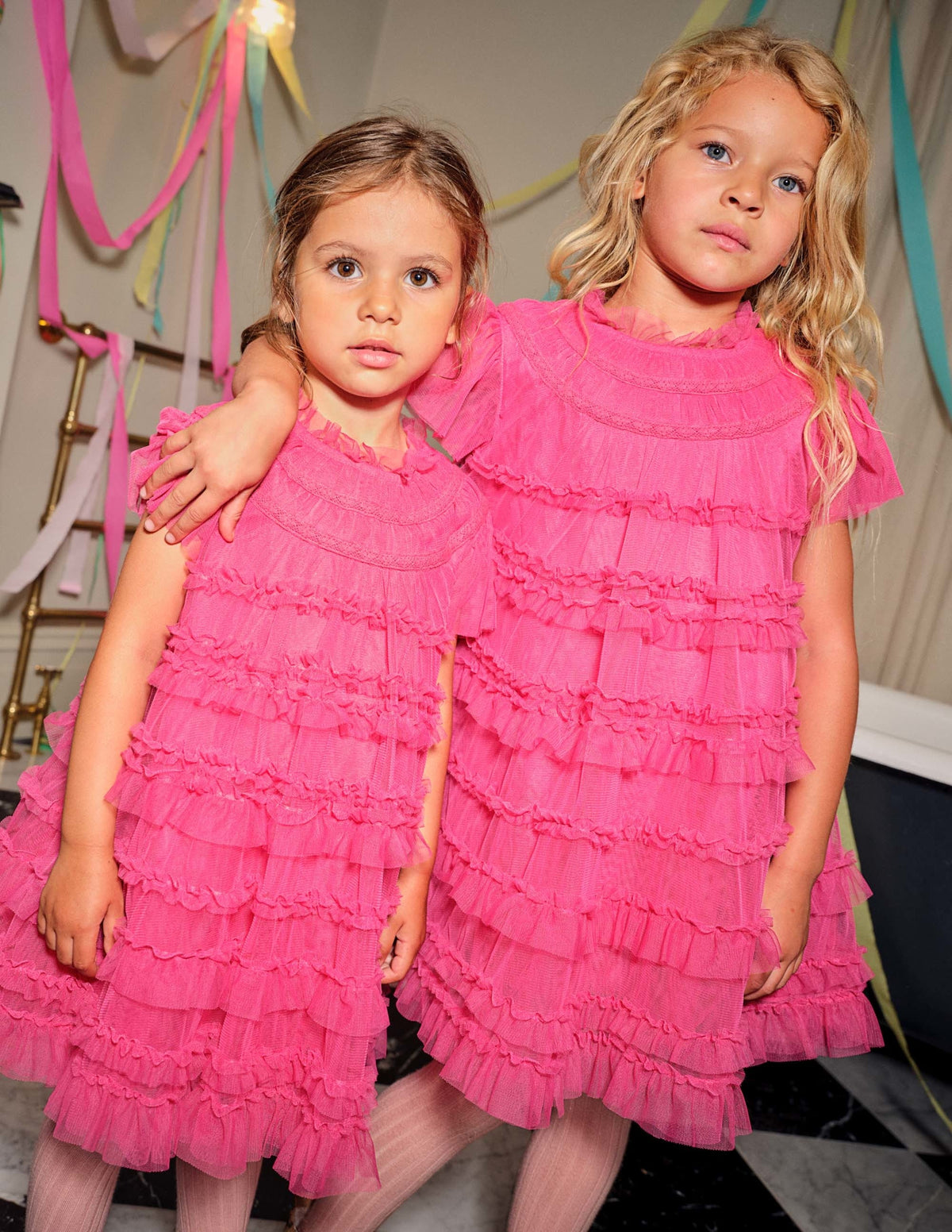 Pink Tulle Tiered Party Dress-Bonbonrosa-4