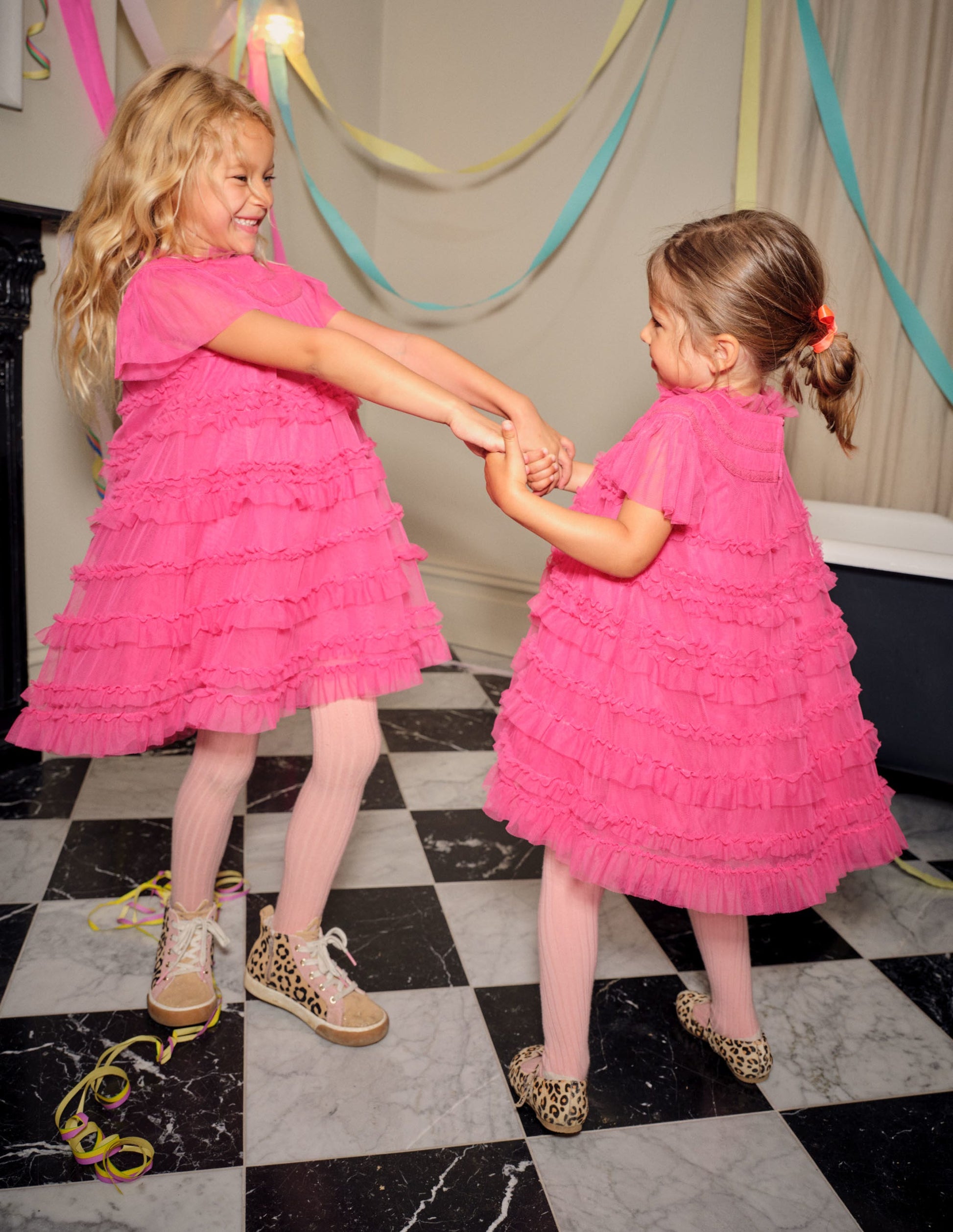 Pink Tulle Tiered Party Dress-Bonbonrosa-5