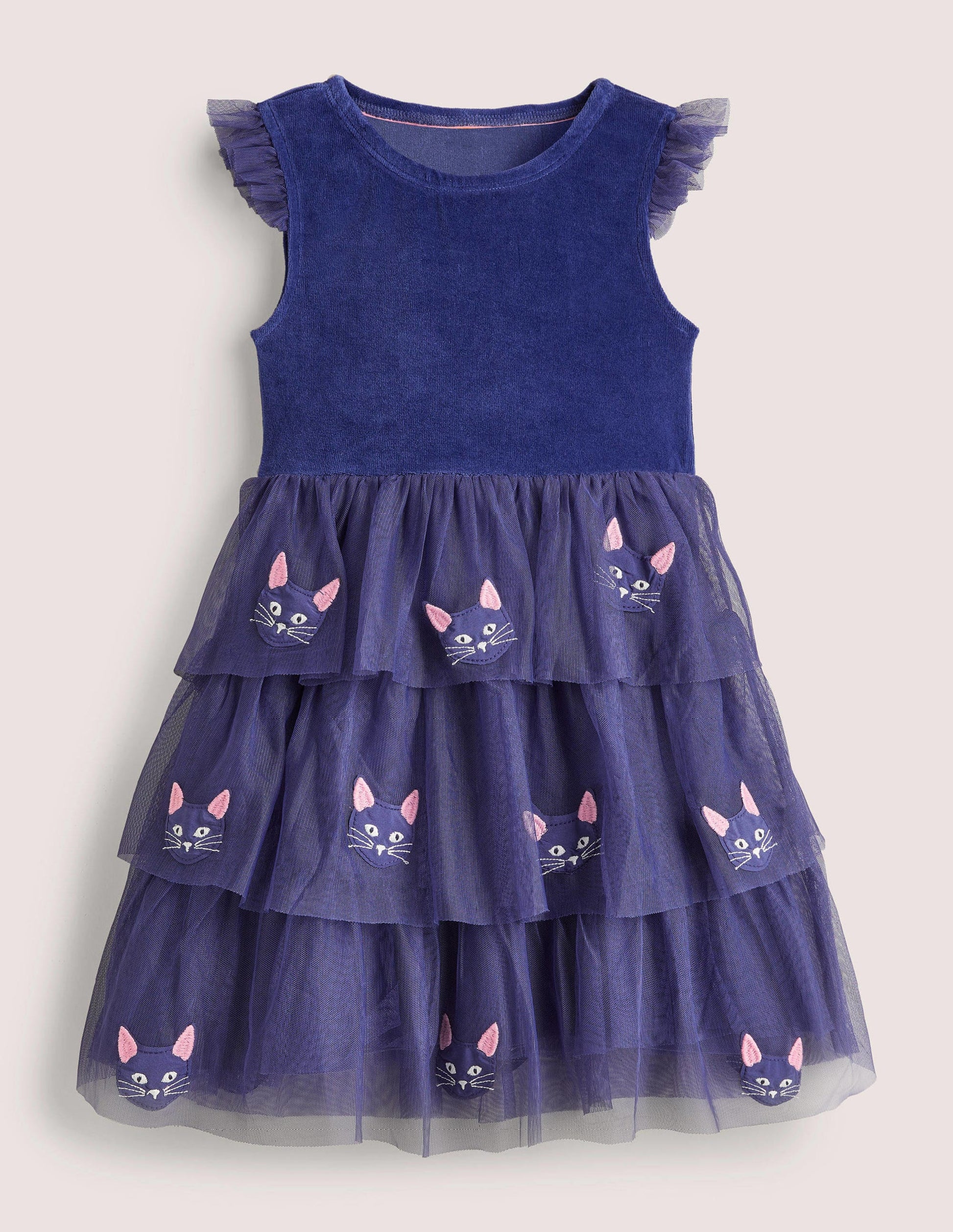 Tüllkleid mit Applikation-Segelblau, Katze-1