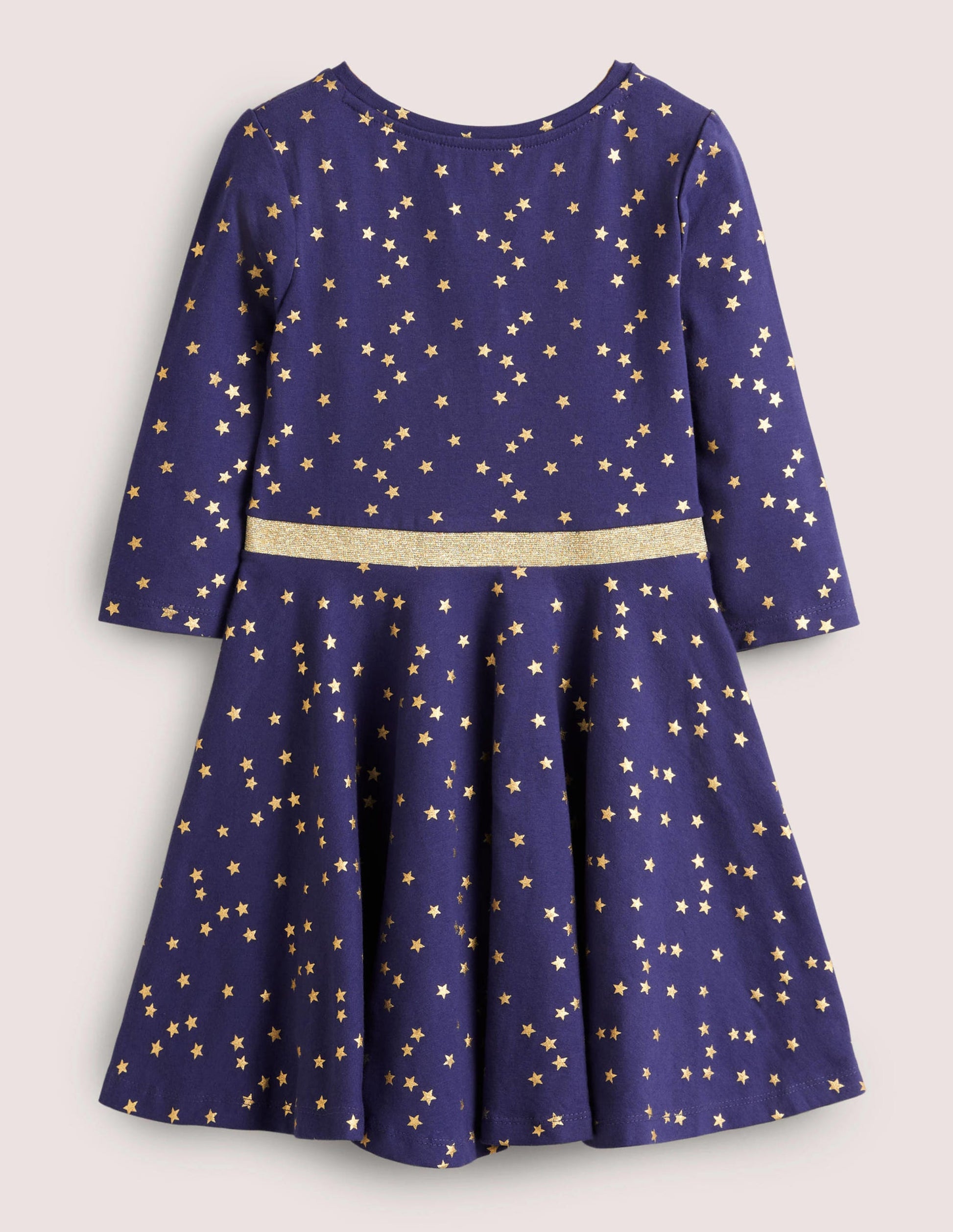 Skaterkleid mit Tellerrock-Dunkles Segelblau/Gold, Stern-2