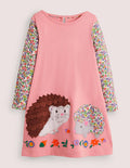 Robe à grand appliqué-Hérissons roses