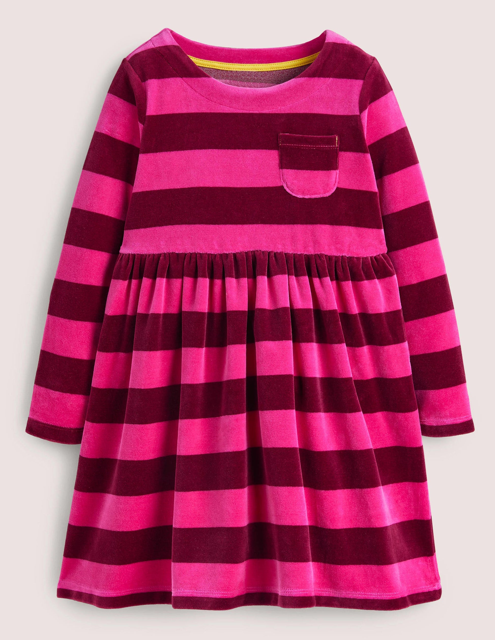 Gestreiftes Velourskleid-Knallpink/Pflaumenviolett-1