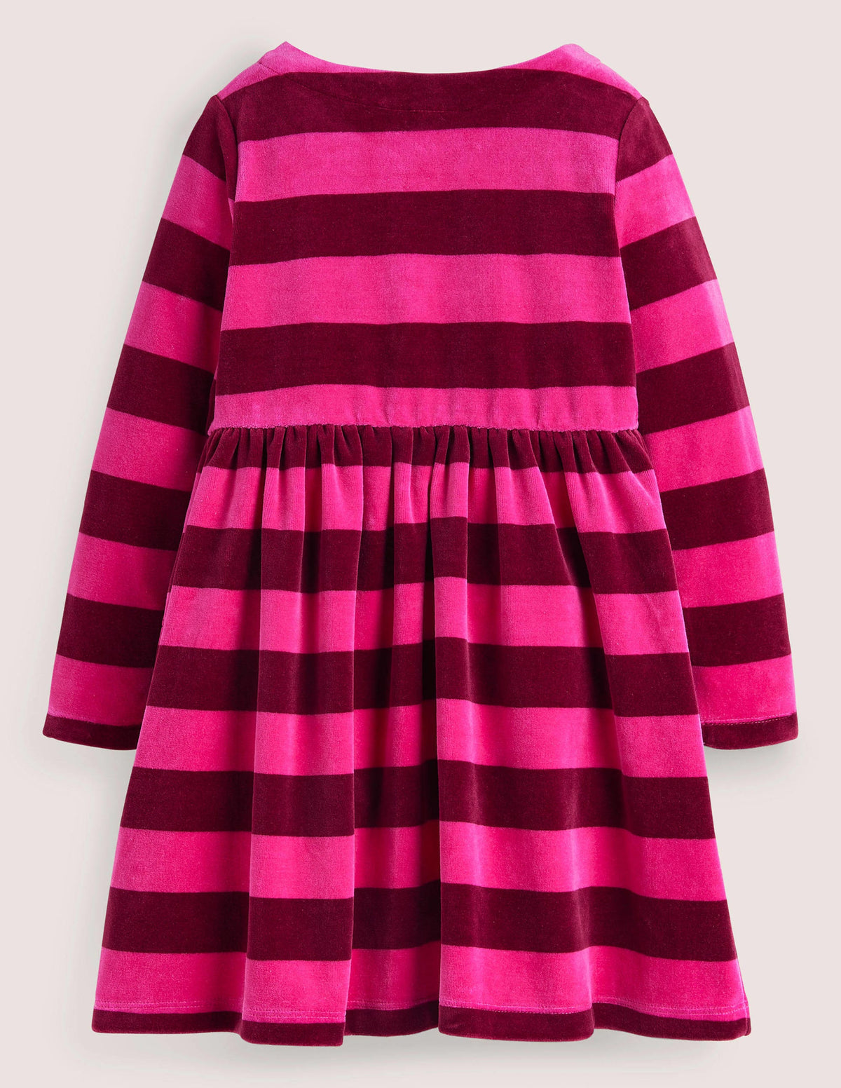 Gestreiftes Velourskleid-Knallpink/Pflaumenviolett-2