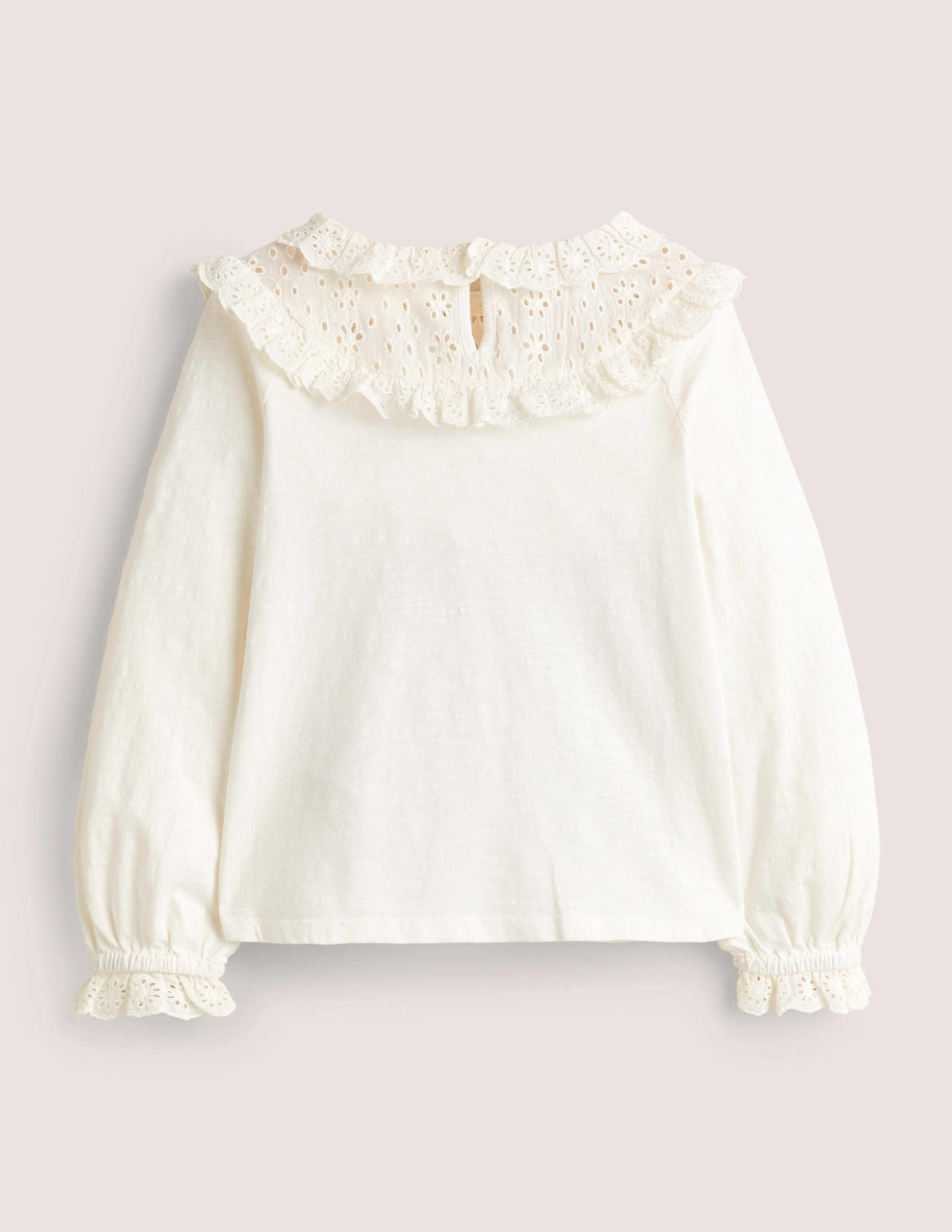 Top volanté en jersey avec broderie anglaise-Ivoire-2