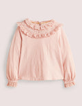 Frill Broderie Jersey Top-Provence Dusty Pink