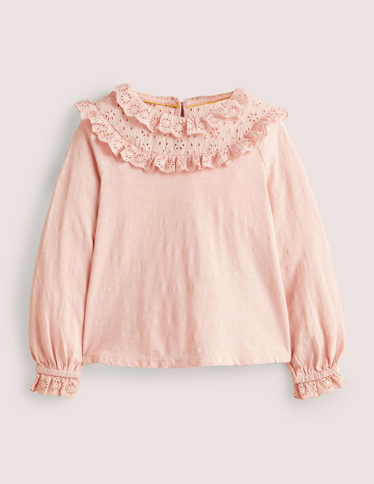 Frill Broderie Jersey Top-Provence Dusty Pink-1