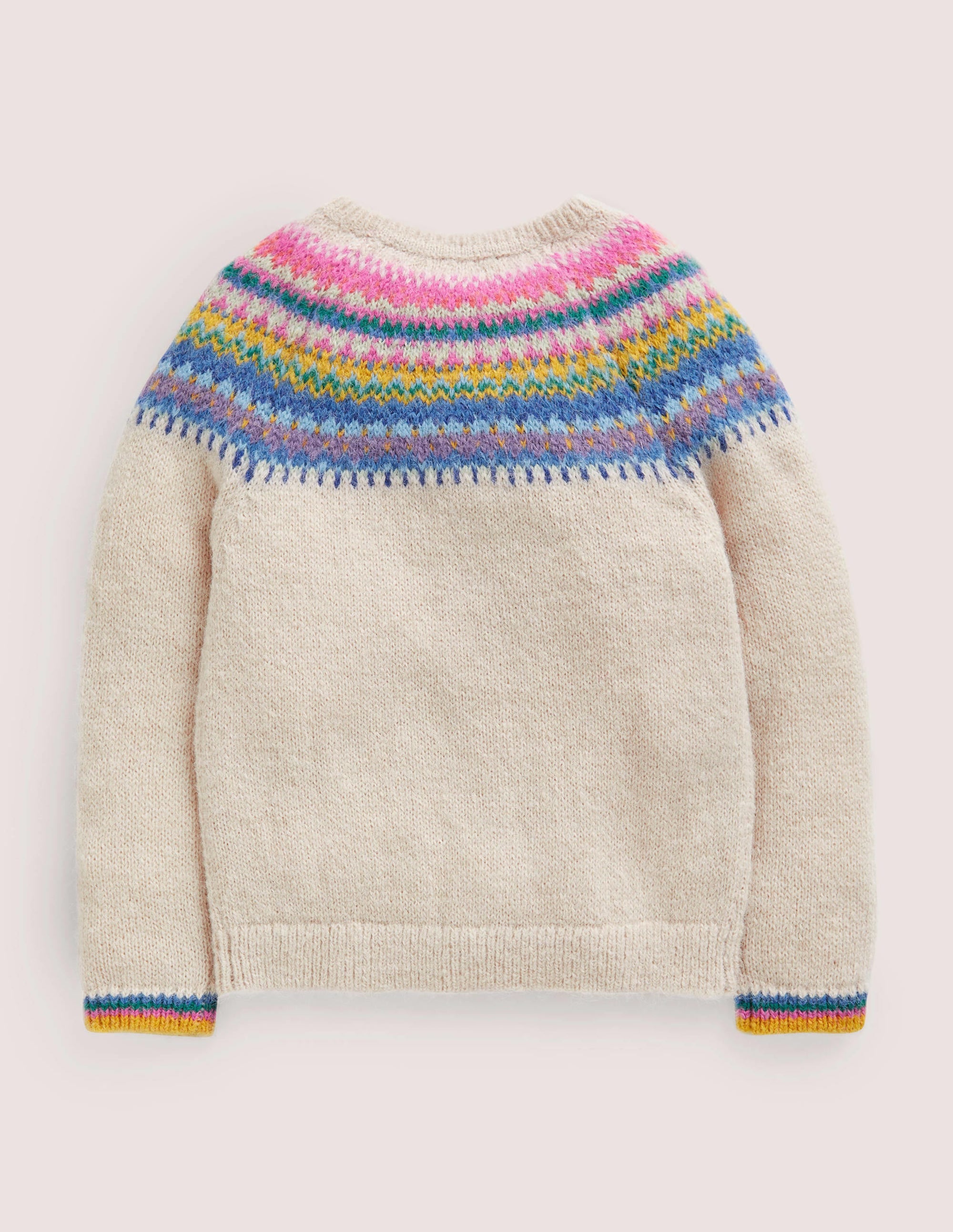Cardigan mit Fair-Isle-Passe-Ecru Meliert, Bunte Passe - Image 2