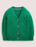 Gemütlicher Cardigan mit Zopfstrickmuster-Waldgrün