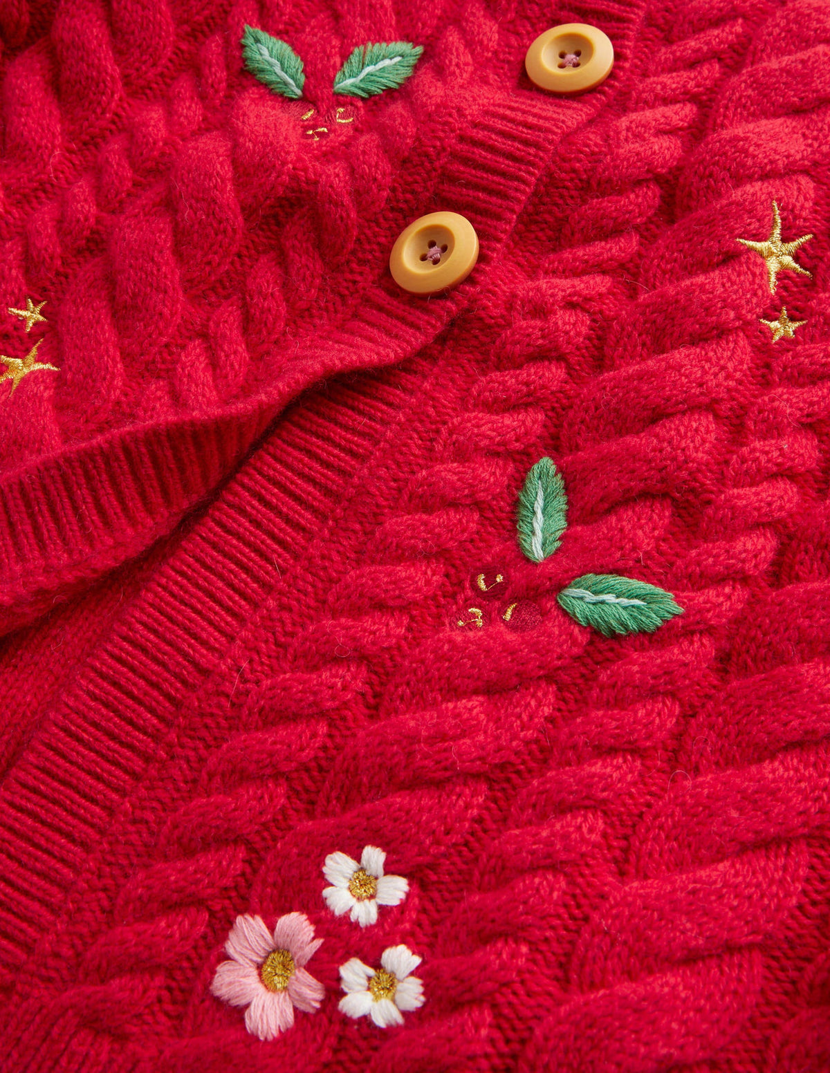 Cardigan mit Zopfstrickmuster-Rockabilly-Rot, Stickerei - Image 3