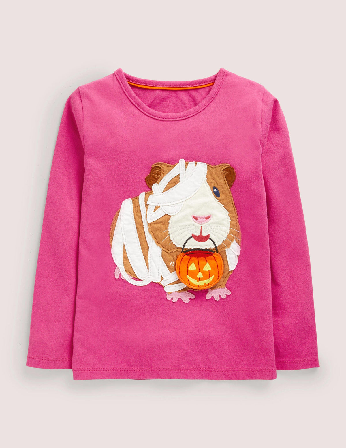 T-shirt d'Halloween à appliqué-Cochon d'Inde rose bonheur - Image 1