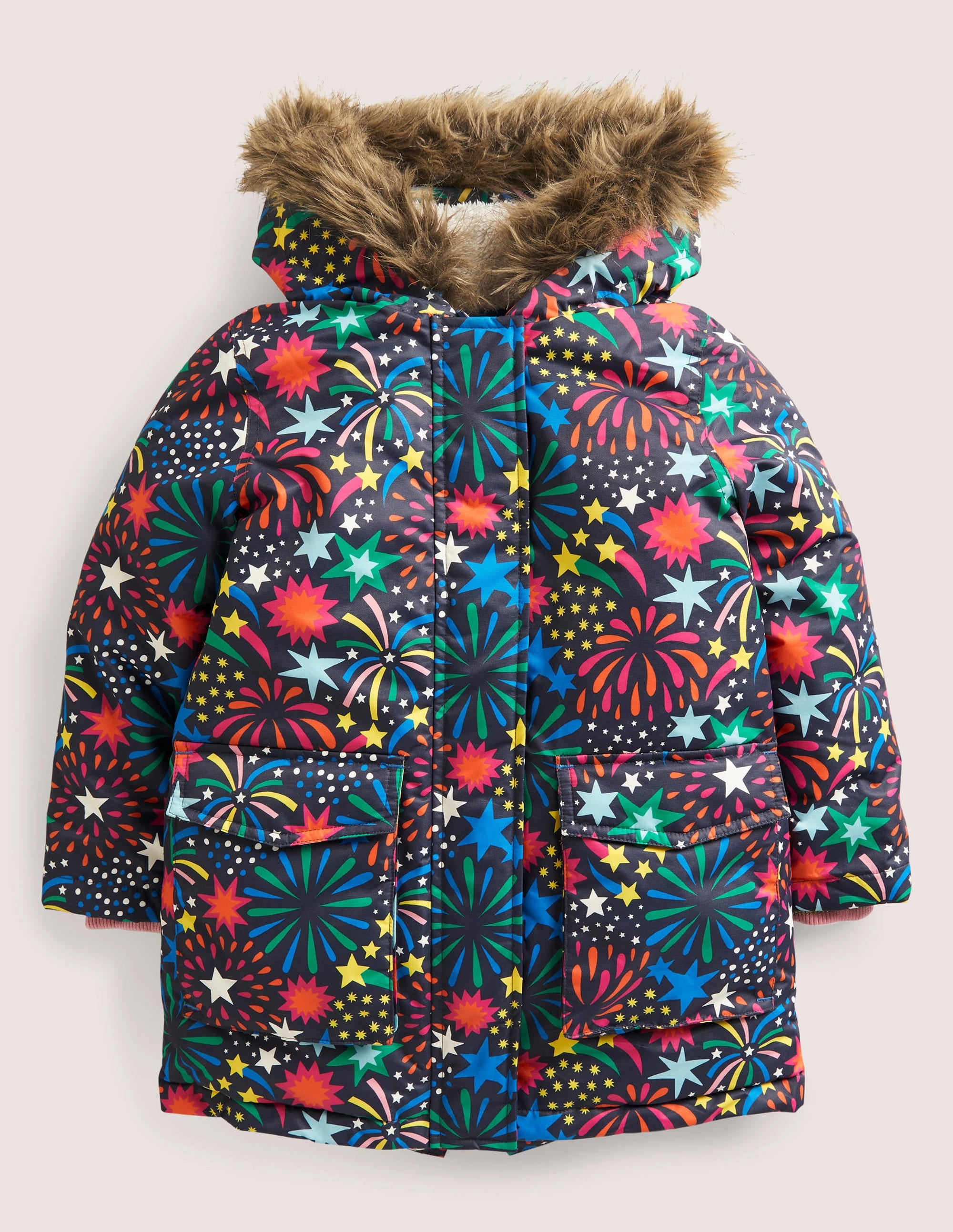 Bequemer wasserdichter Parka-Rußgrau, Feuerwerk - Image 1