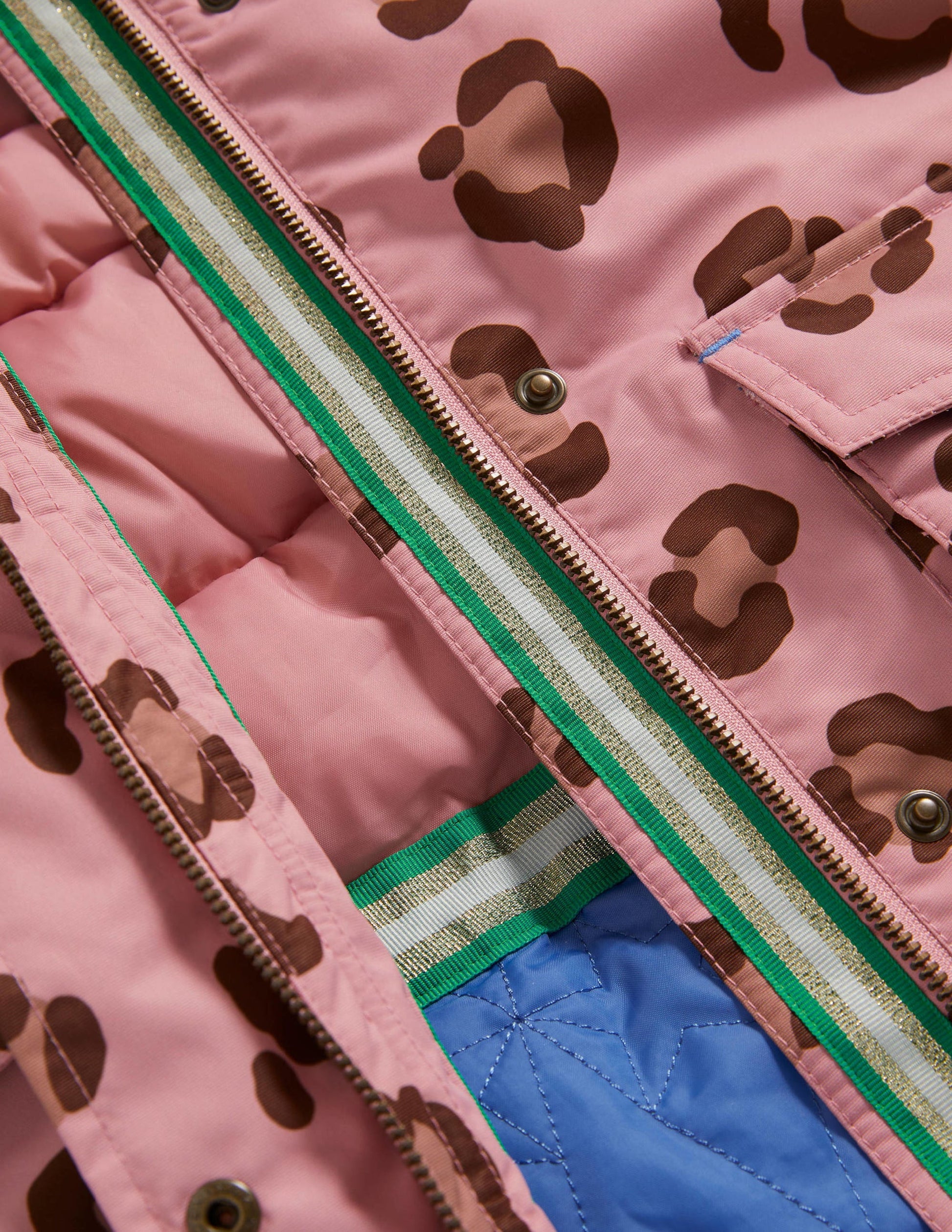 Pink Animal Print Waterproof Parka-Almond Pink Animal Print-3
