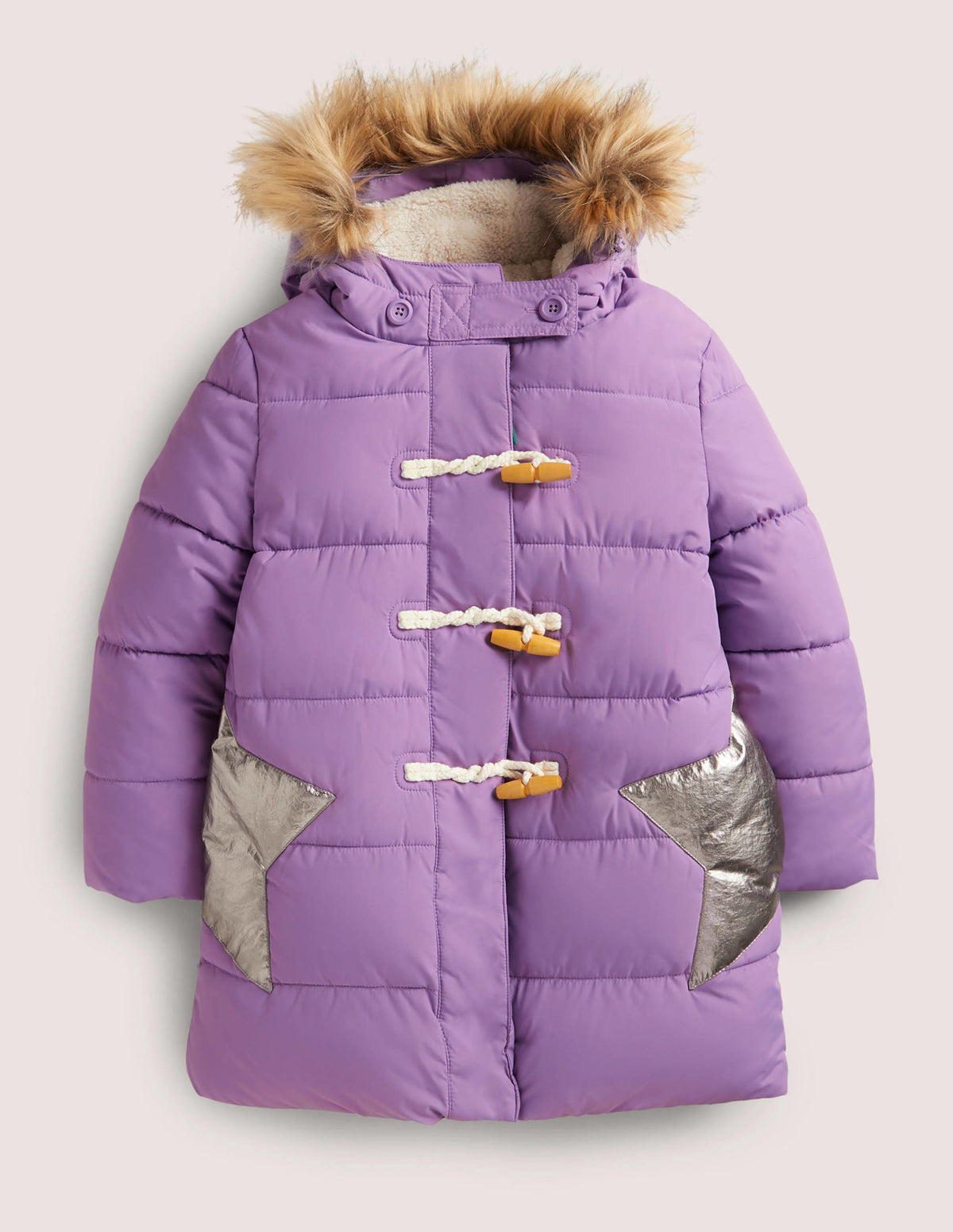 Purple Star Fleece-Lined Hooded Puffer Jacket-Asternviolett, Stern - Image 1