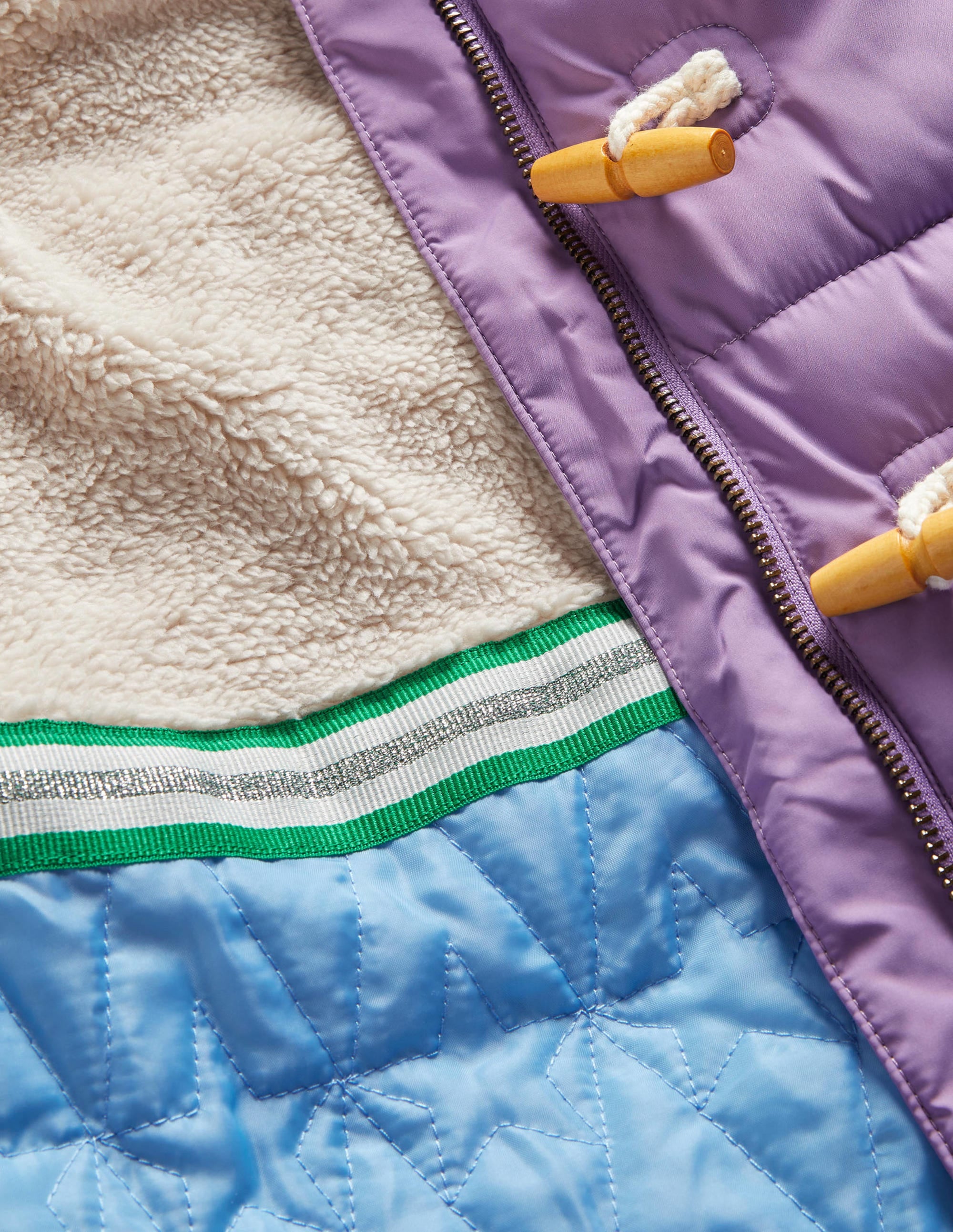 Purple Star Fleece-Lined Hooded Puffer Jacket-Asternviolett, Stern - Image 3