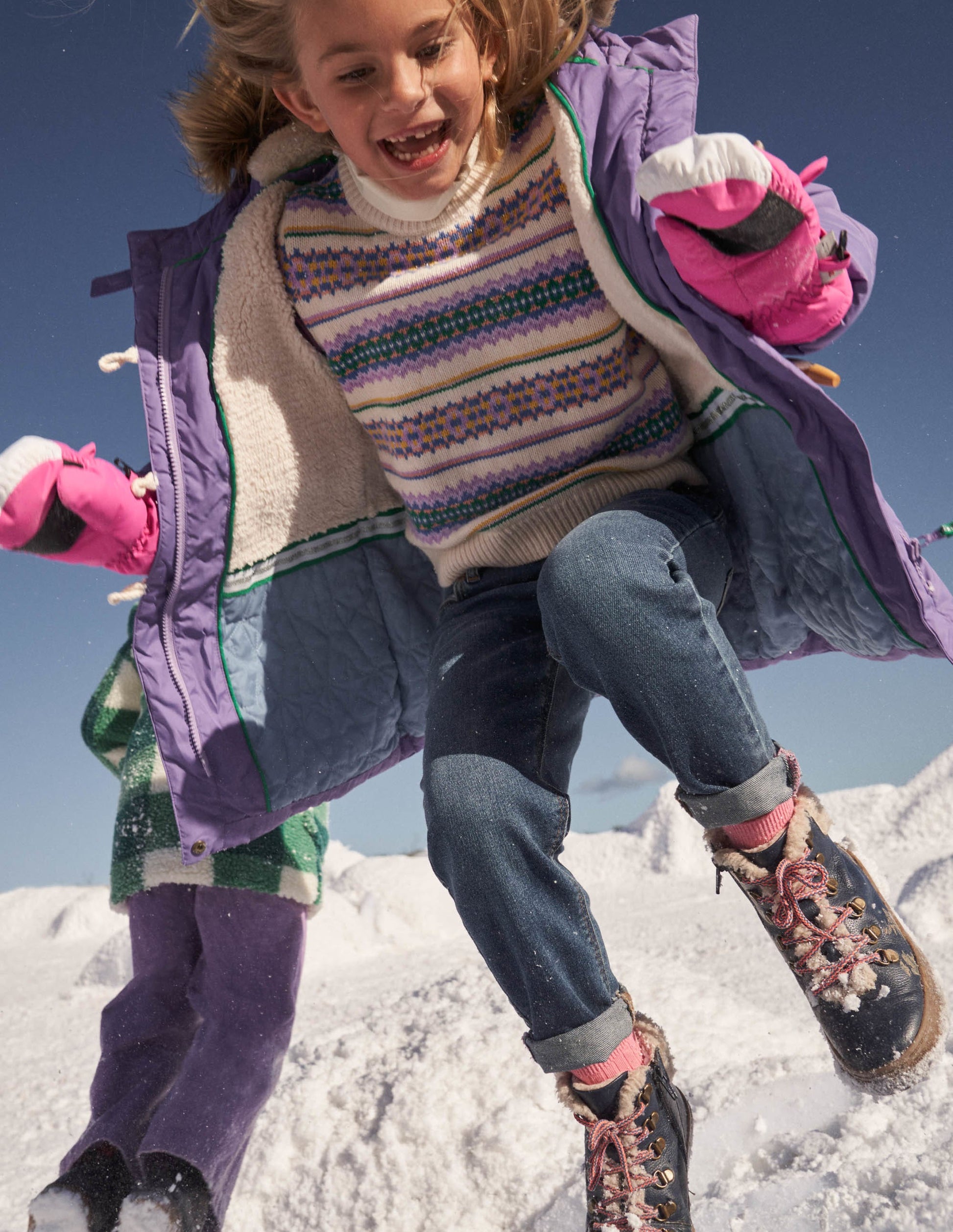 Purple Star Fleece-Lined Hooded Puffer Jacket-Asternviolett, Stern-6