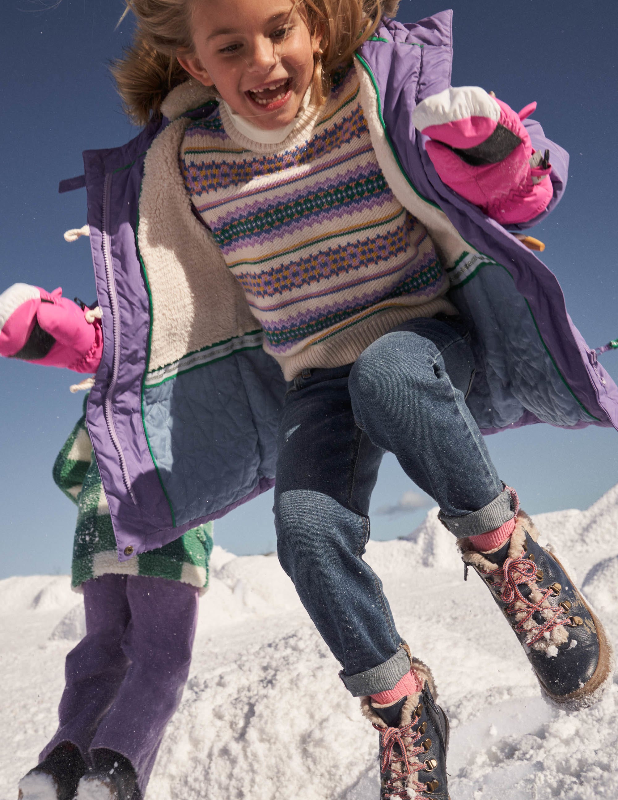 Purple Star Fleece-Lined Hooded Puffer Jacket-Asternviolett, Stern - Image 6