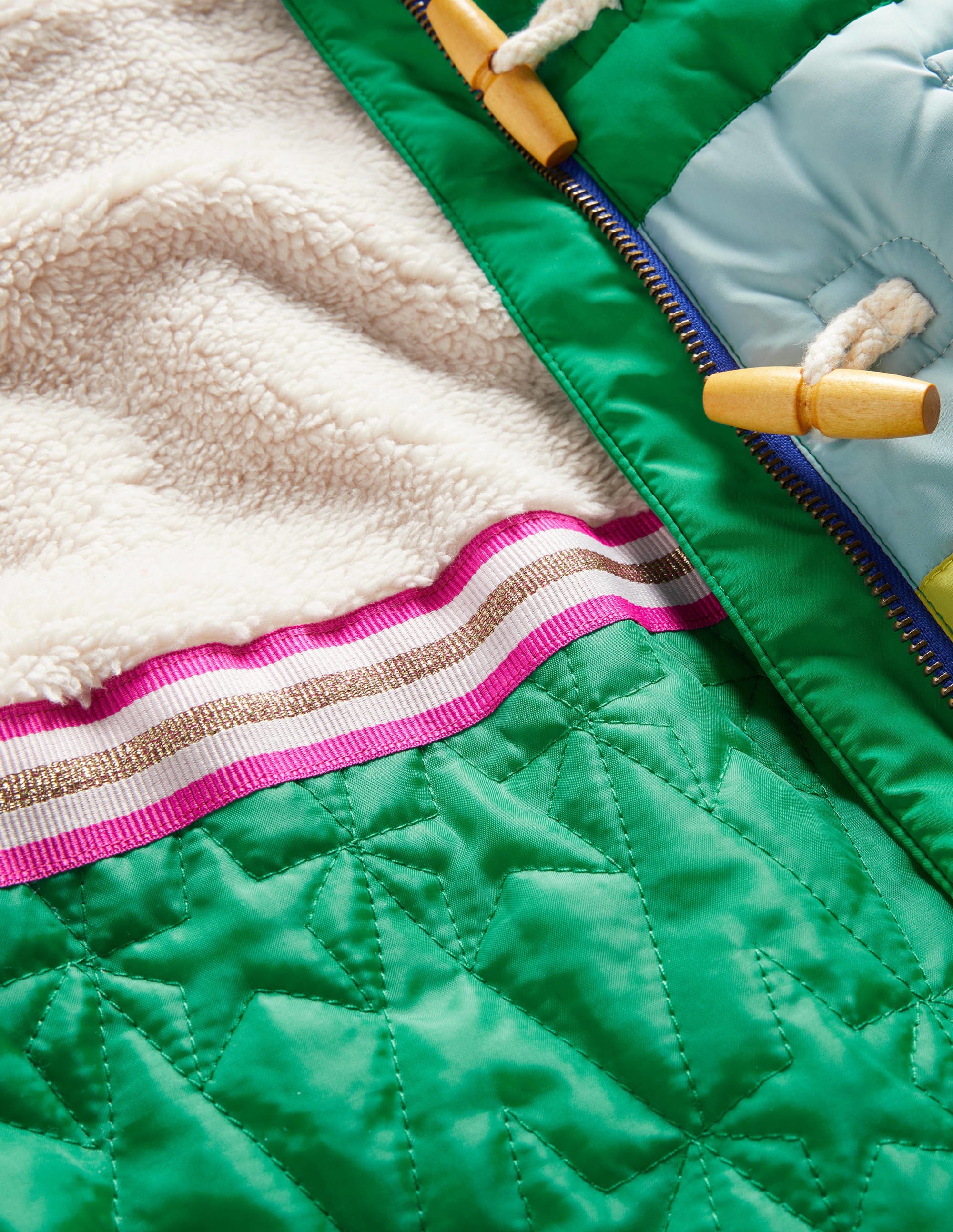 Rainbow Fleece-Lined Hooded Puffer Jacket-Bunt, Regenbogen - Image 3