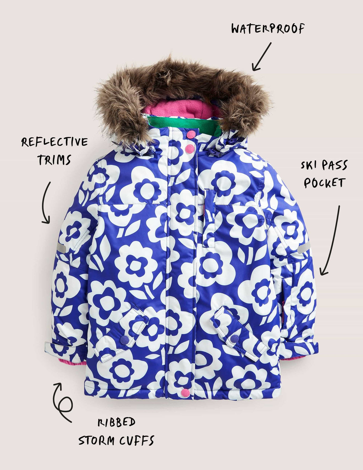 Wasserabweisende Allwetter-Jacke-Ivory/Bluing Blue Floral - Image 5