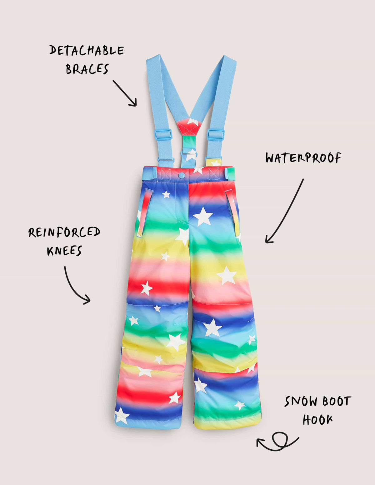 Rainbow Star Waterproof Dungaree Trousers-Étoile arc-en-ciel dégradé - Image 4