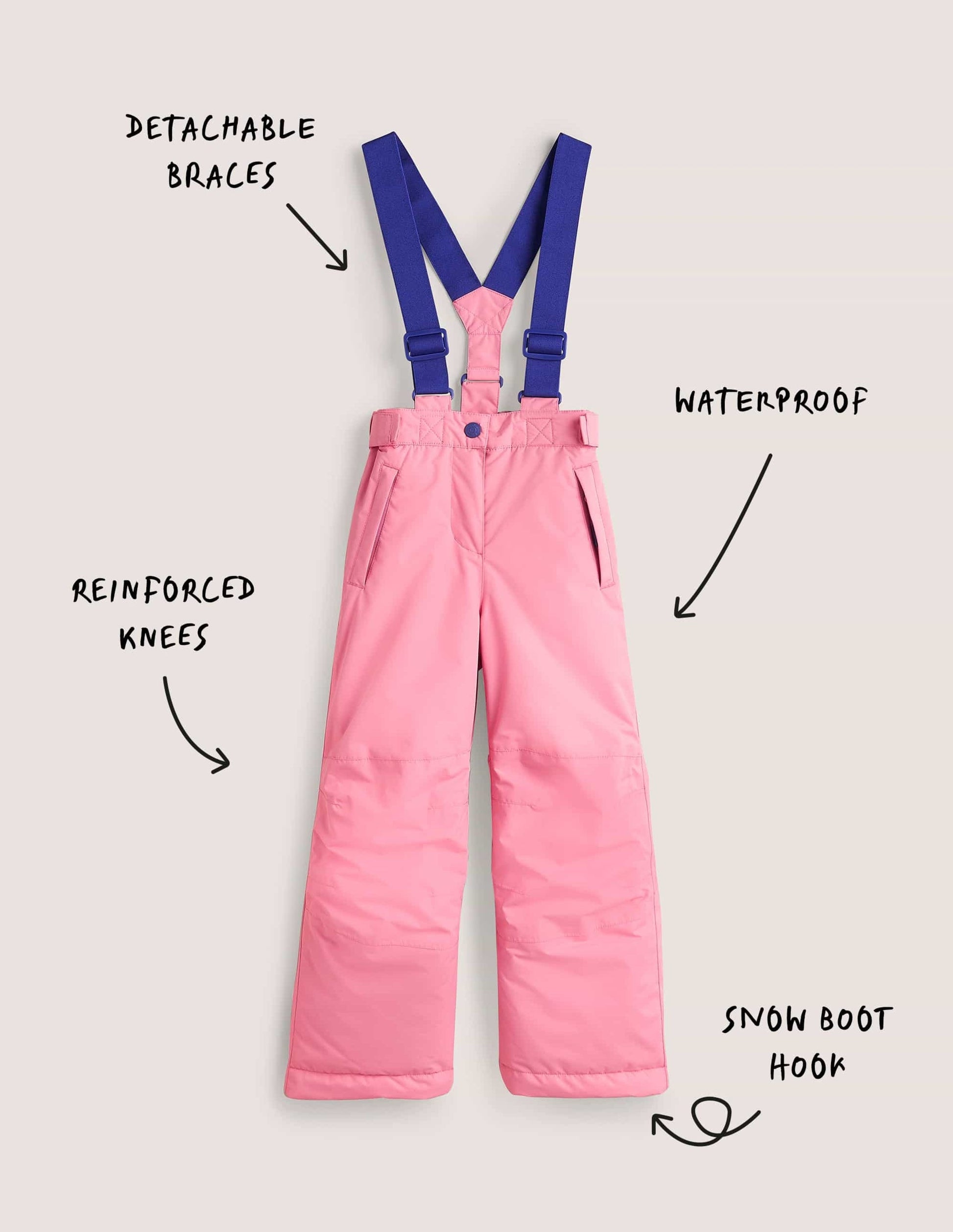Pink Waterproof Dungaree Trousers-Hellrosa-4